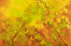 ABSTRACT FOLIAGE IN RUST AND GOLD, Painting, Oil on Canvas