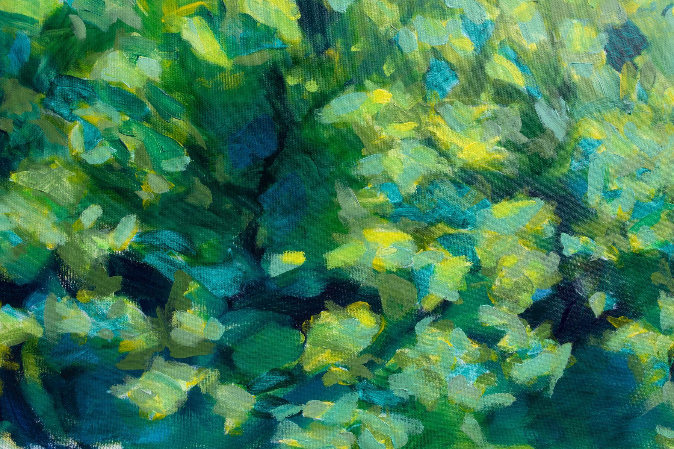 Garden's corner in yellow, green and blue, Painting, Oil on Canvas 3