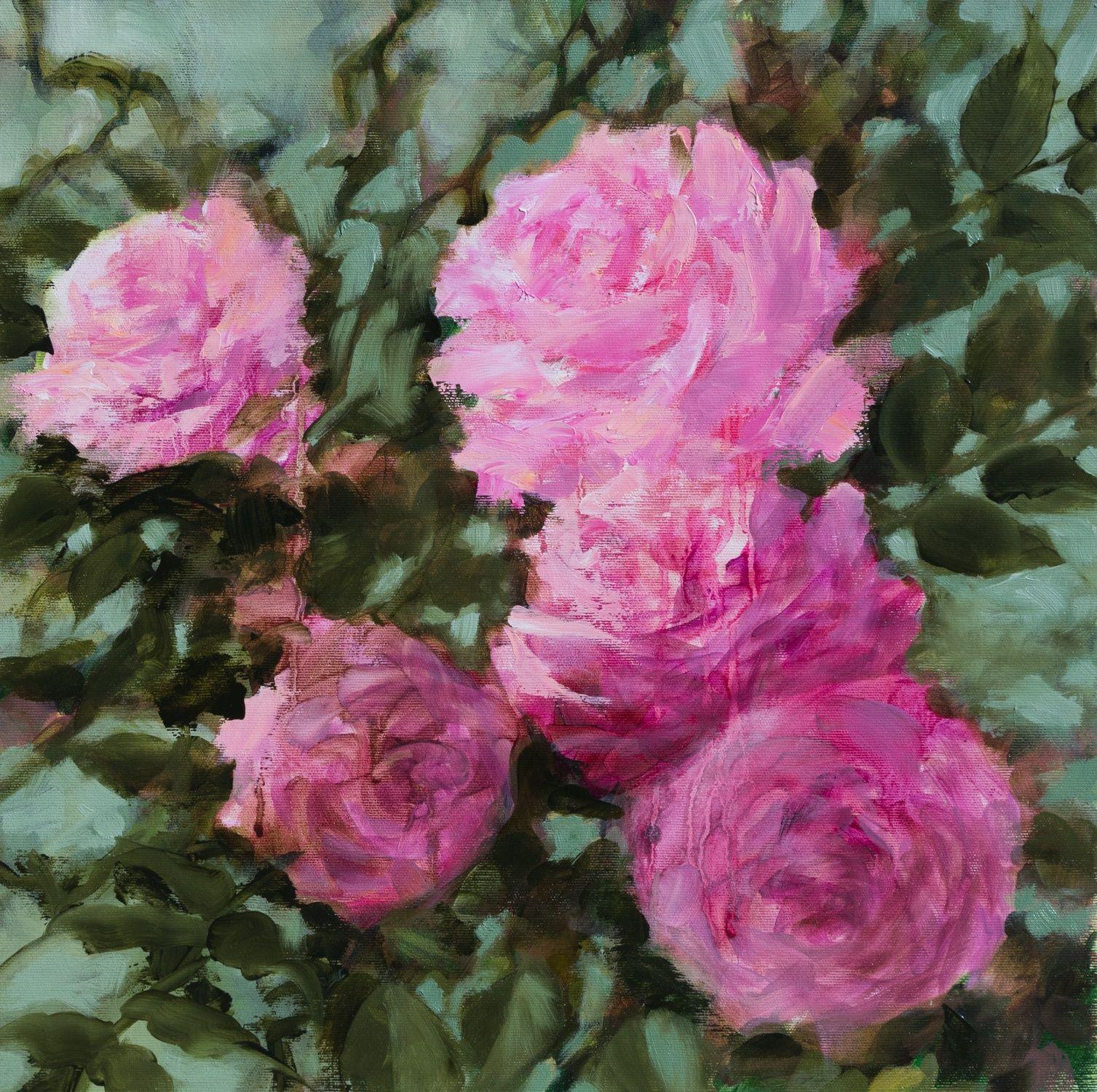 pink roses oil painting