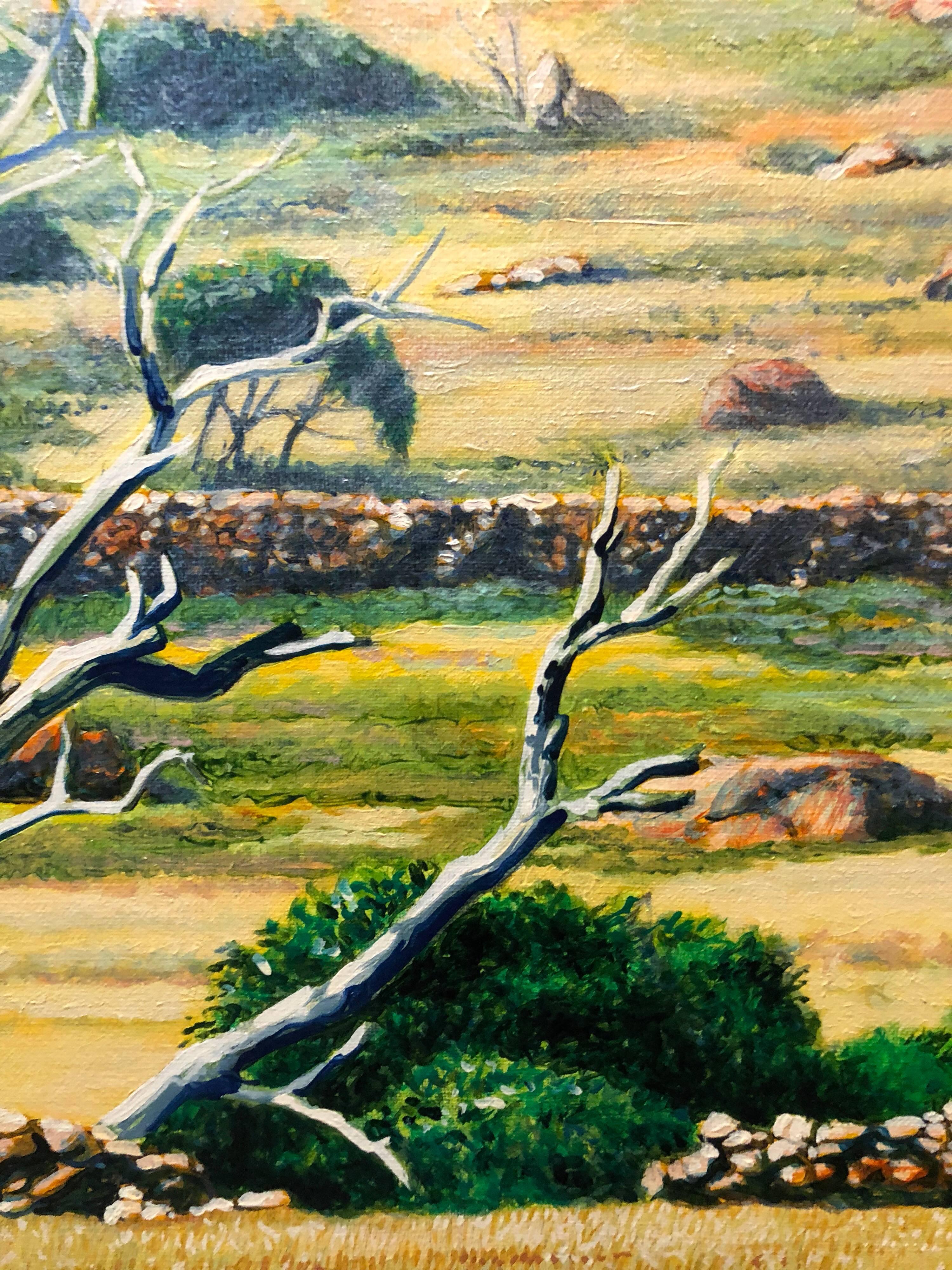 ST BARTH Paysage réaliste et vivant avec rochers et arbres - Contemporain Painting par Fabio Aguzzi
