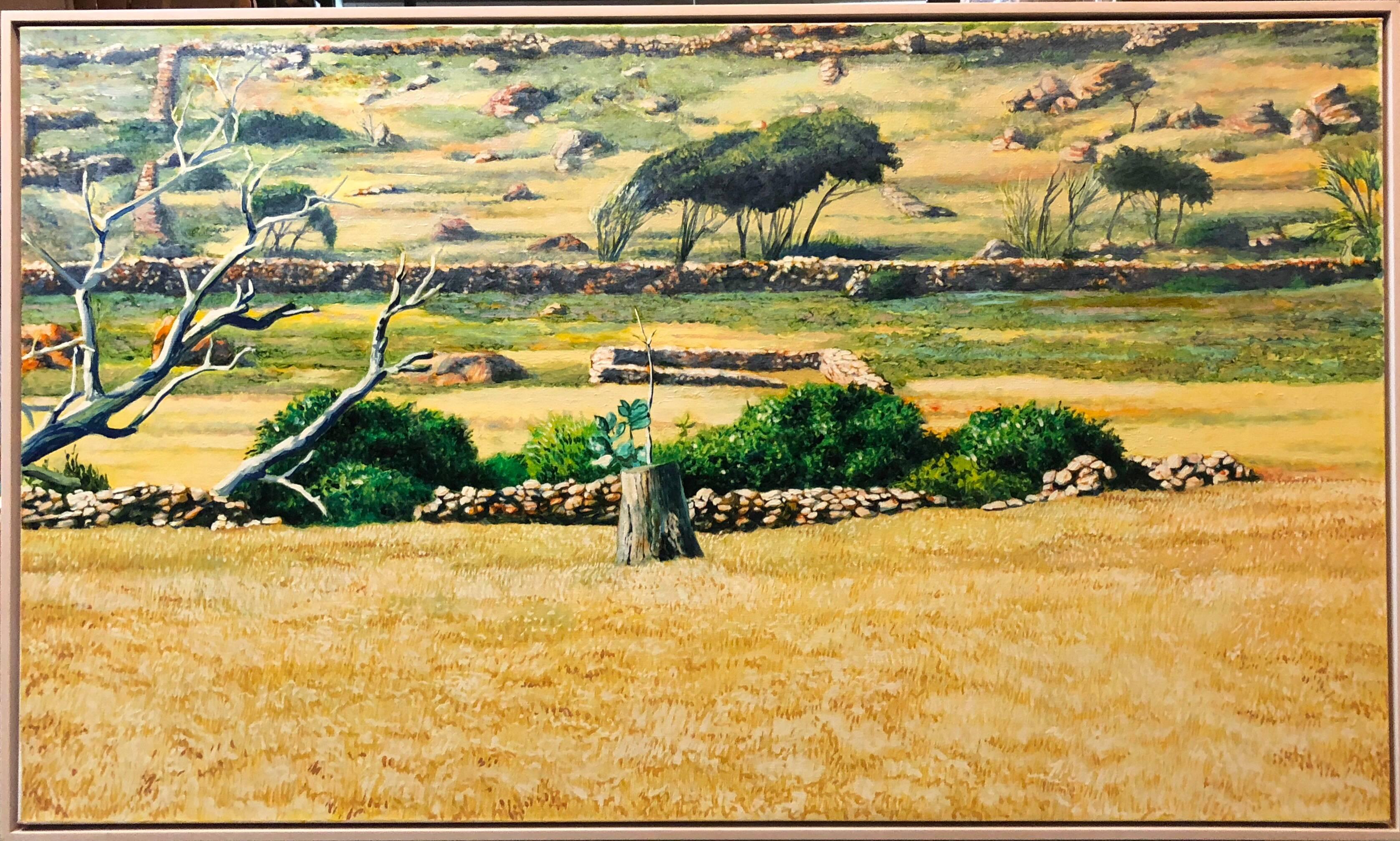 Landscape Painting Fabio Aguzzi - ST BARTH Paysage réaliste et vivant avec rochers et arbres
