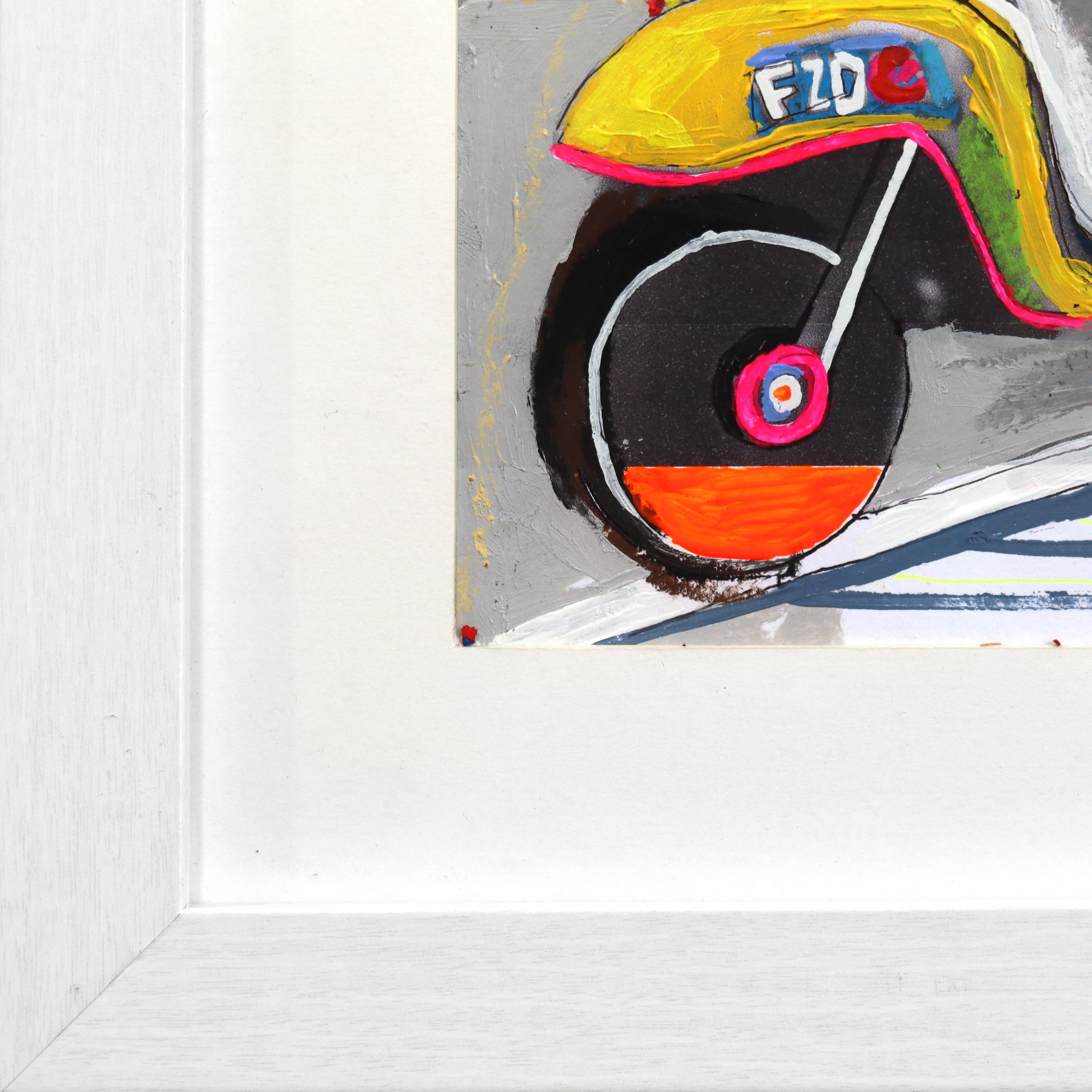 AI ist kein Scheiß für mich  - Original farbenfrohe schrullige figurative Mixed Media Kunstwerk im Angebot 4