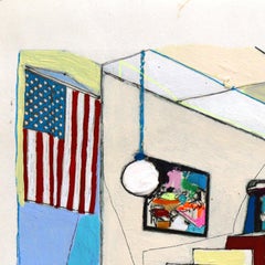 American Diner - Colorful Figurative Still Life Mixed Media Artwork on Paper