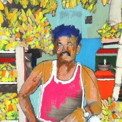 Art World Gone Bananas - Original Figurative Color Drenched Still Life Artwork