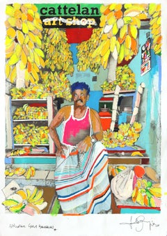 Art World Gone Bananas - Original Figurative Color Drenched Still Life Artwork