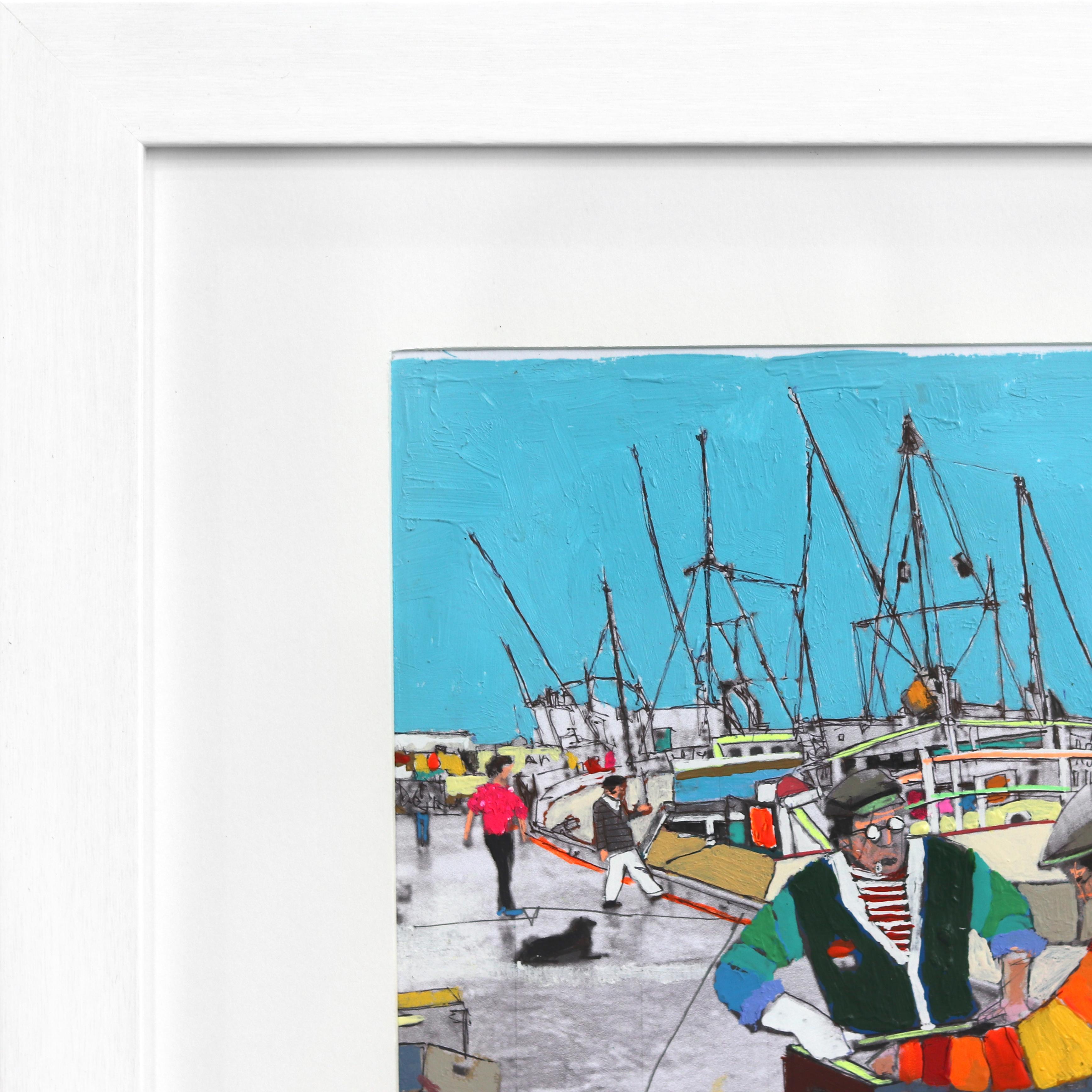 Belonging to the Sea - Original farbenfrohes energetisches figuratives Landschaftskunstwerk (Pop-Art), Painting, von Fabio Coruzzi