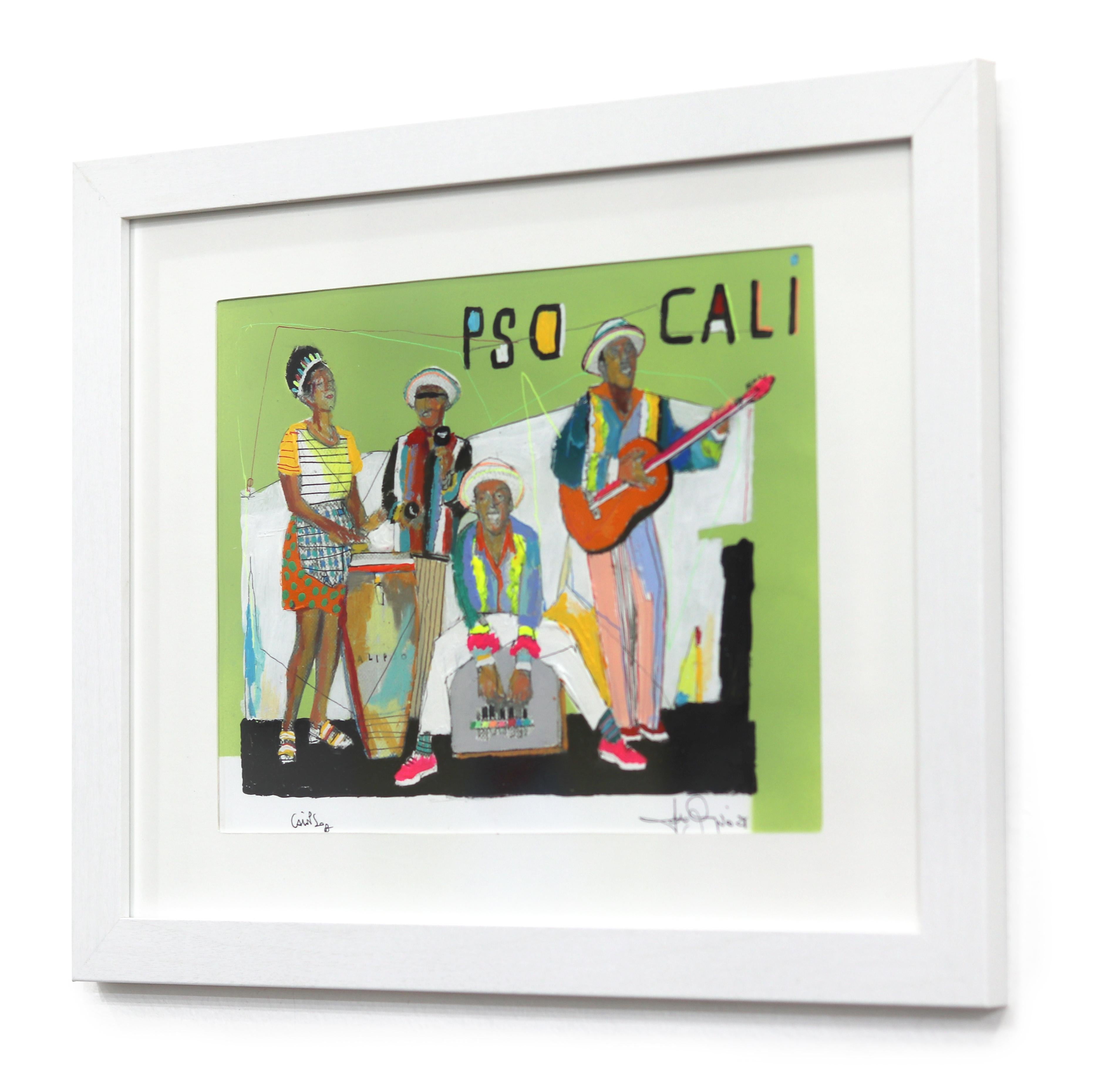 Calipso #2 - Colorful Original Figurative Painting on Paper For Sale 1