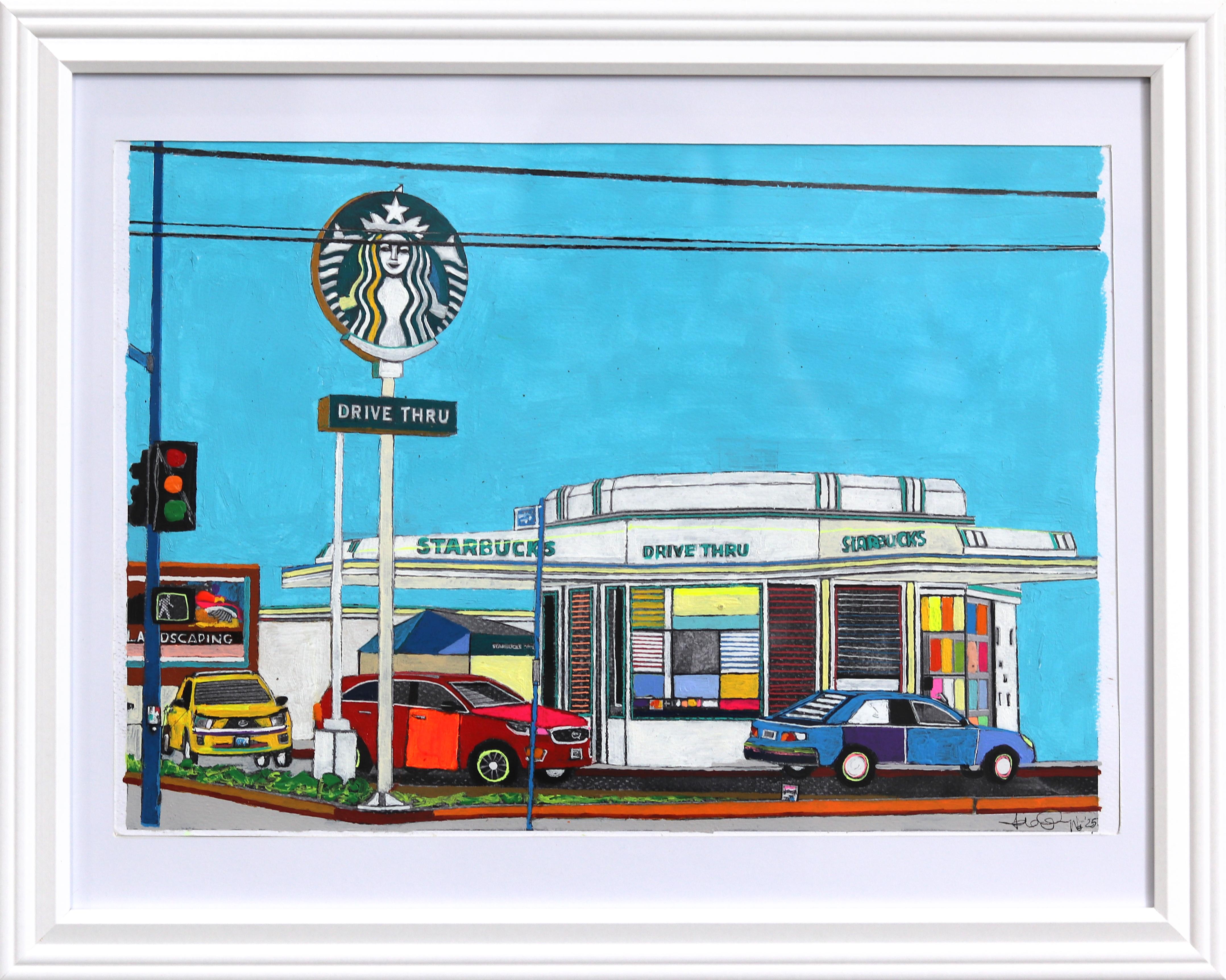 Drive Through - Originale opera d'arte urbana colorata a tecnica mista di natura morta