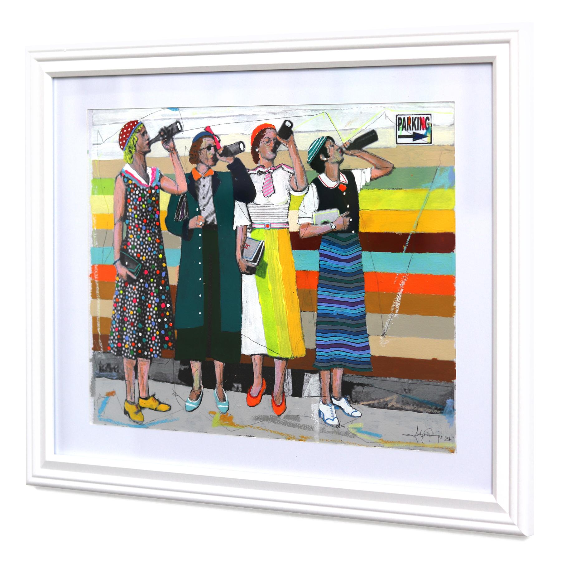 Empowering #19 – Originales farbenfrohes, skurriles, figuratives urbanes Kunstwerk in Mischtechnik in Mischtechnik im Angebot 1