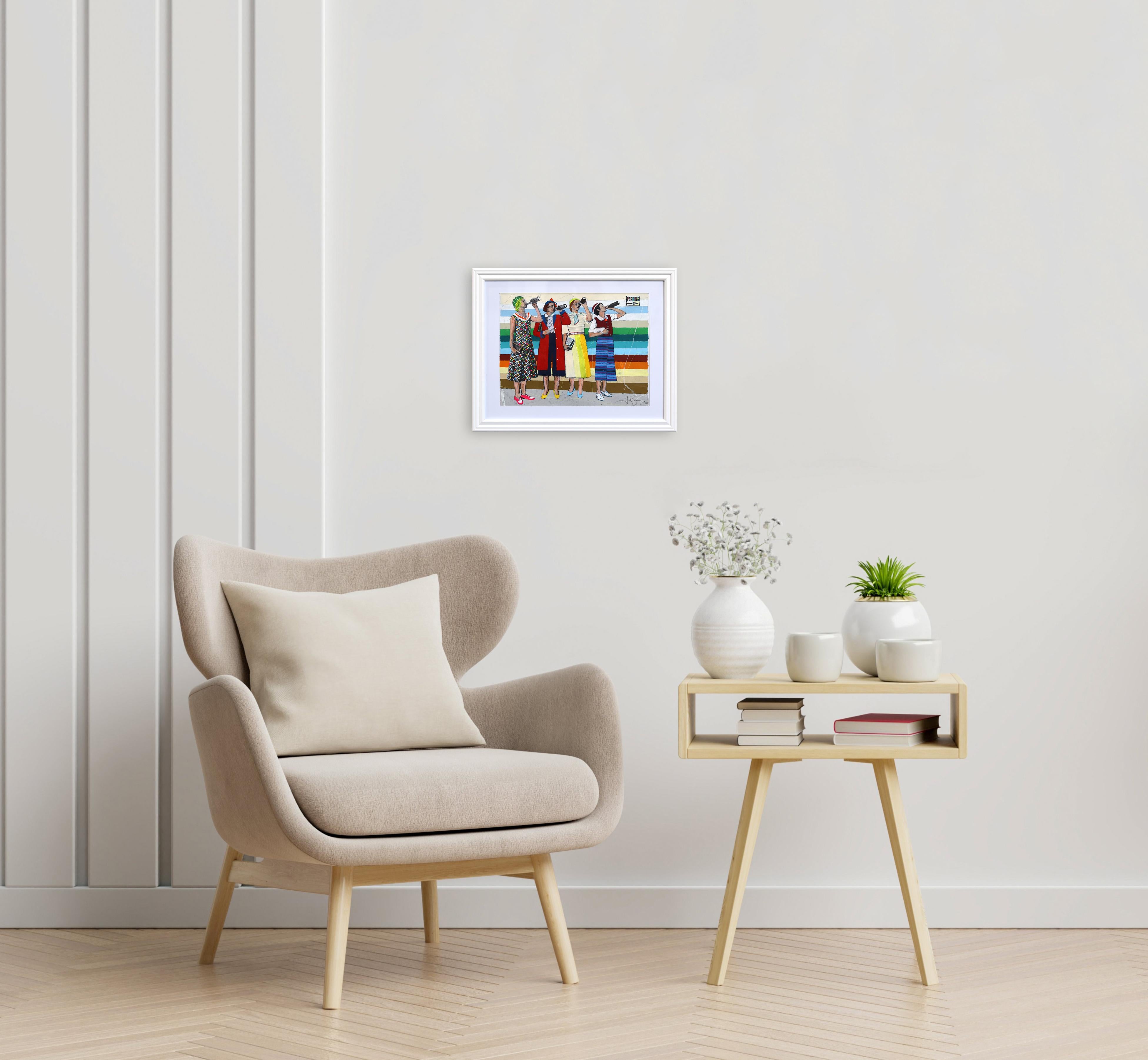 Empowering #20 - Original bunte schrulligen Frauen figurative gemischte Medien Kunstwerk im Angebot 3