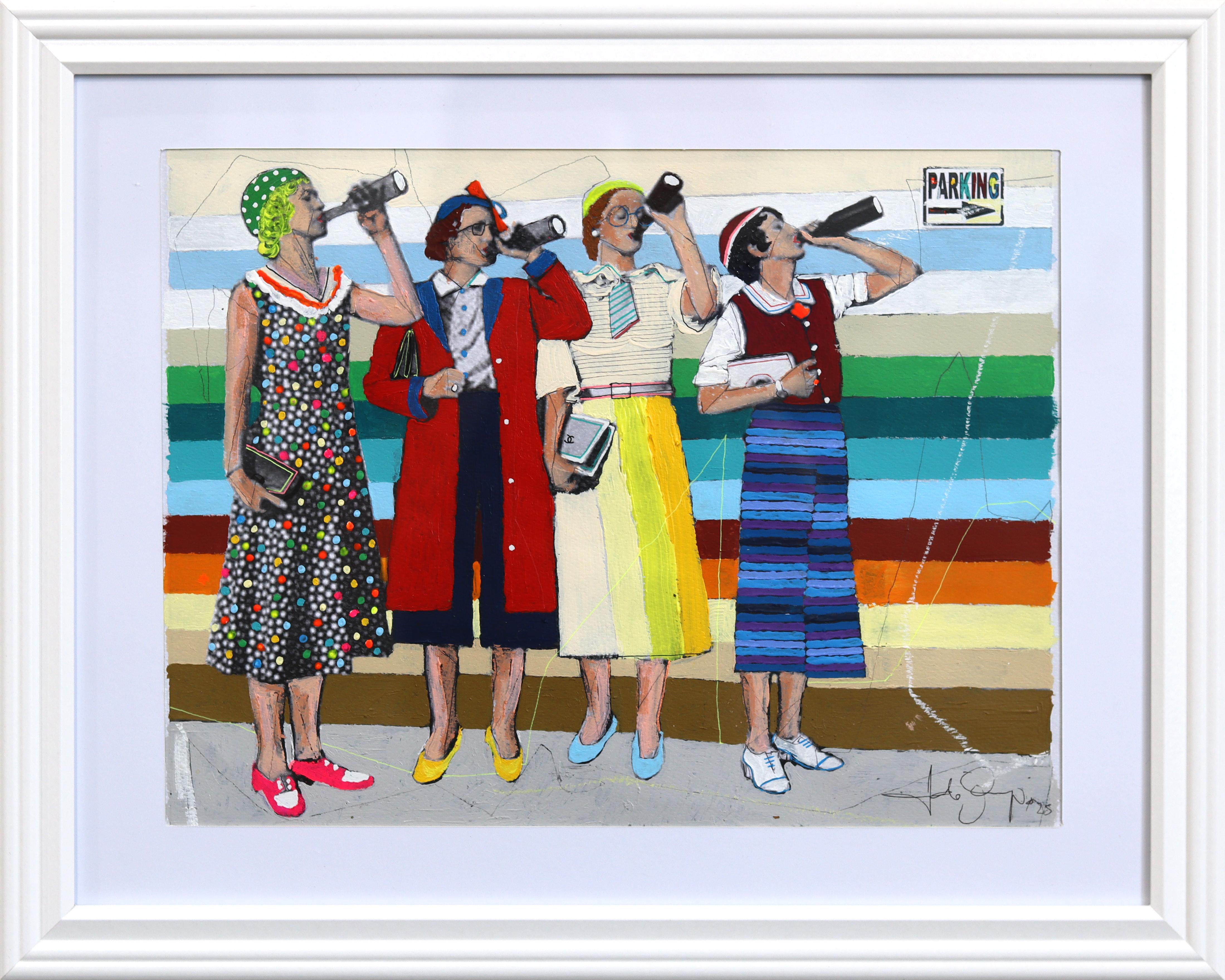 Empowering #20 - Original bunte schrulligen Frauen figurative gemischte Medien Kunstwerk