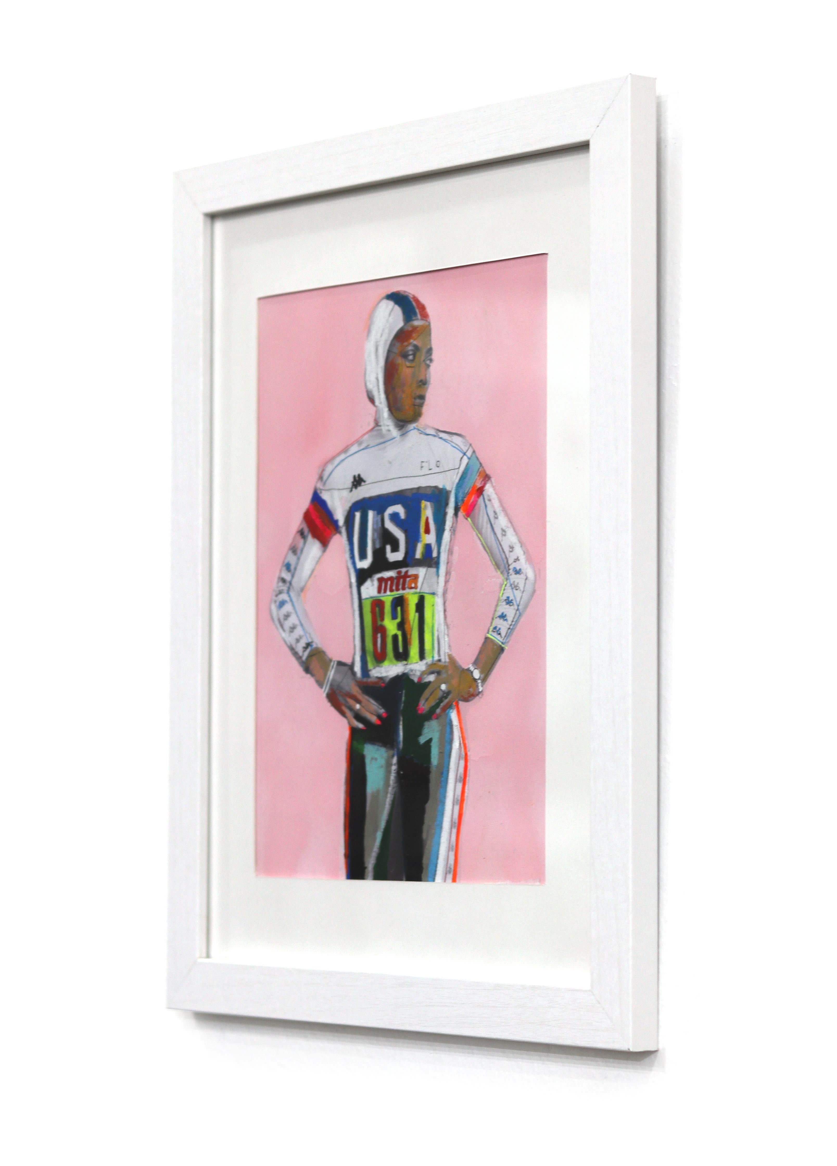 Flo - Colorful Original Figurative Painting on Paper For Sale 3