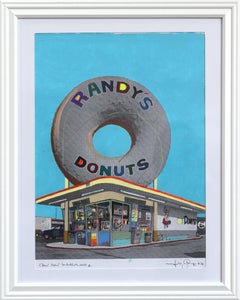 Ciambella gigante a Inglewood #36 - Paesaggio colorato Pittura originale su carta