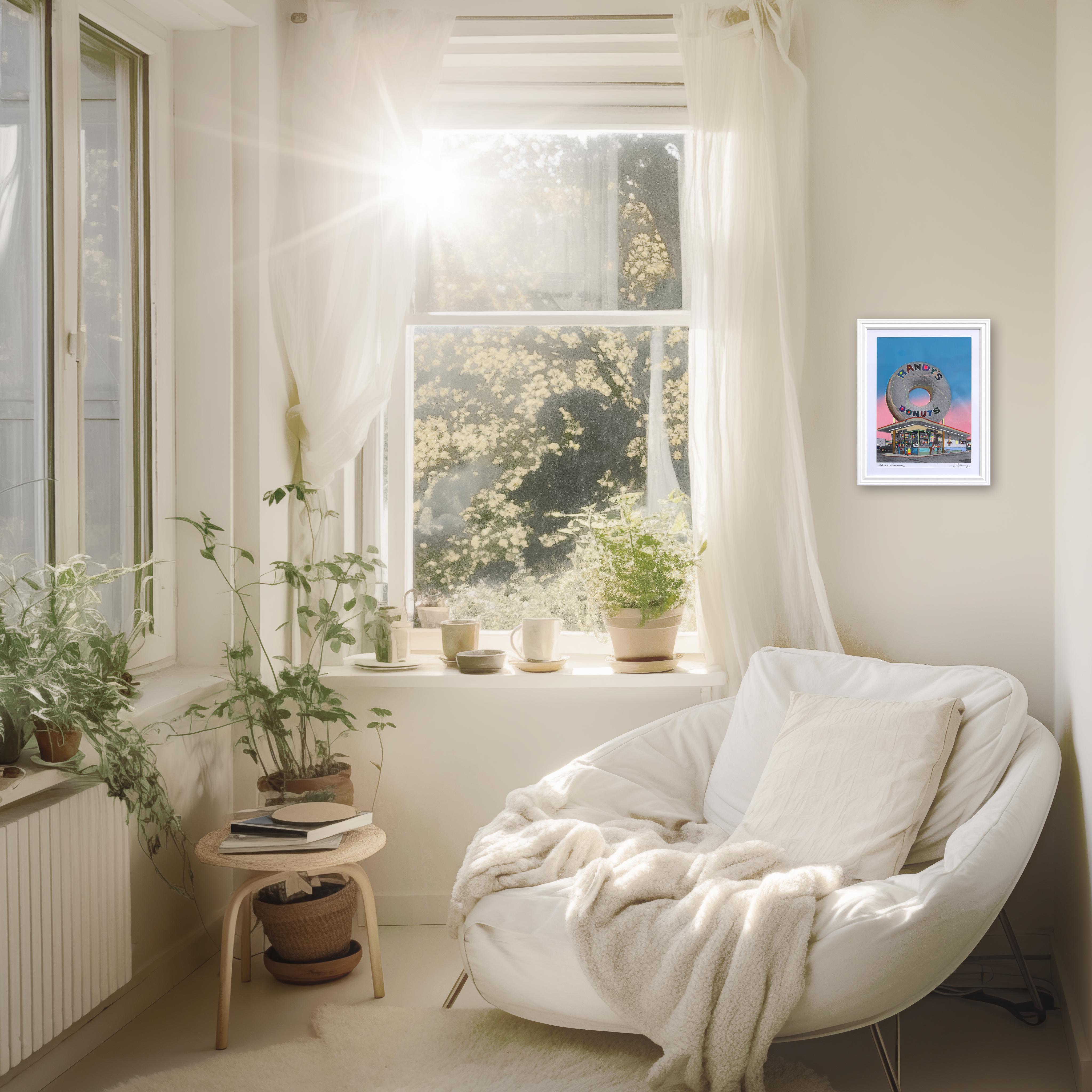 Giant Donut in Inglewood #37 – farbenfrohes Originalgemälde auf Papier, Originalgemälde – Painting von Fabio Coruzzi