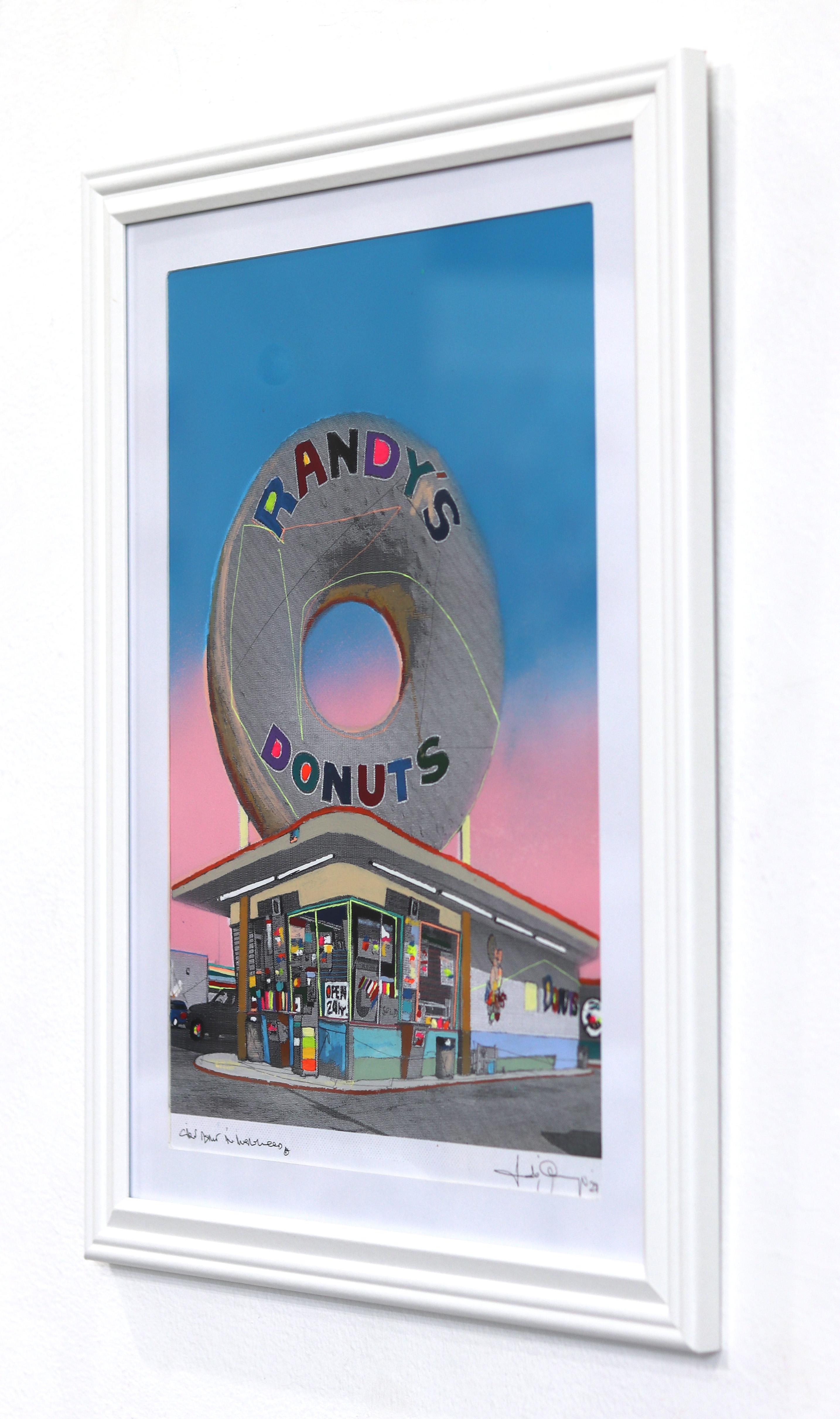 Giant Donut in Inglewood #37 – farbenfrohes Originalgemälde auf Papier, Originalgemälde (Pop-Art), Painting, von Fabio Coruzzi