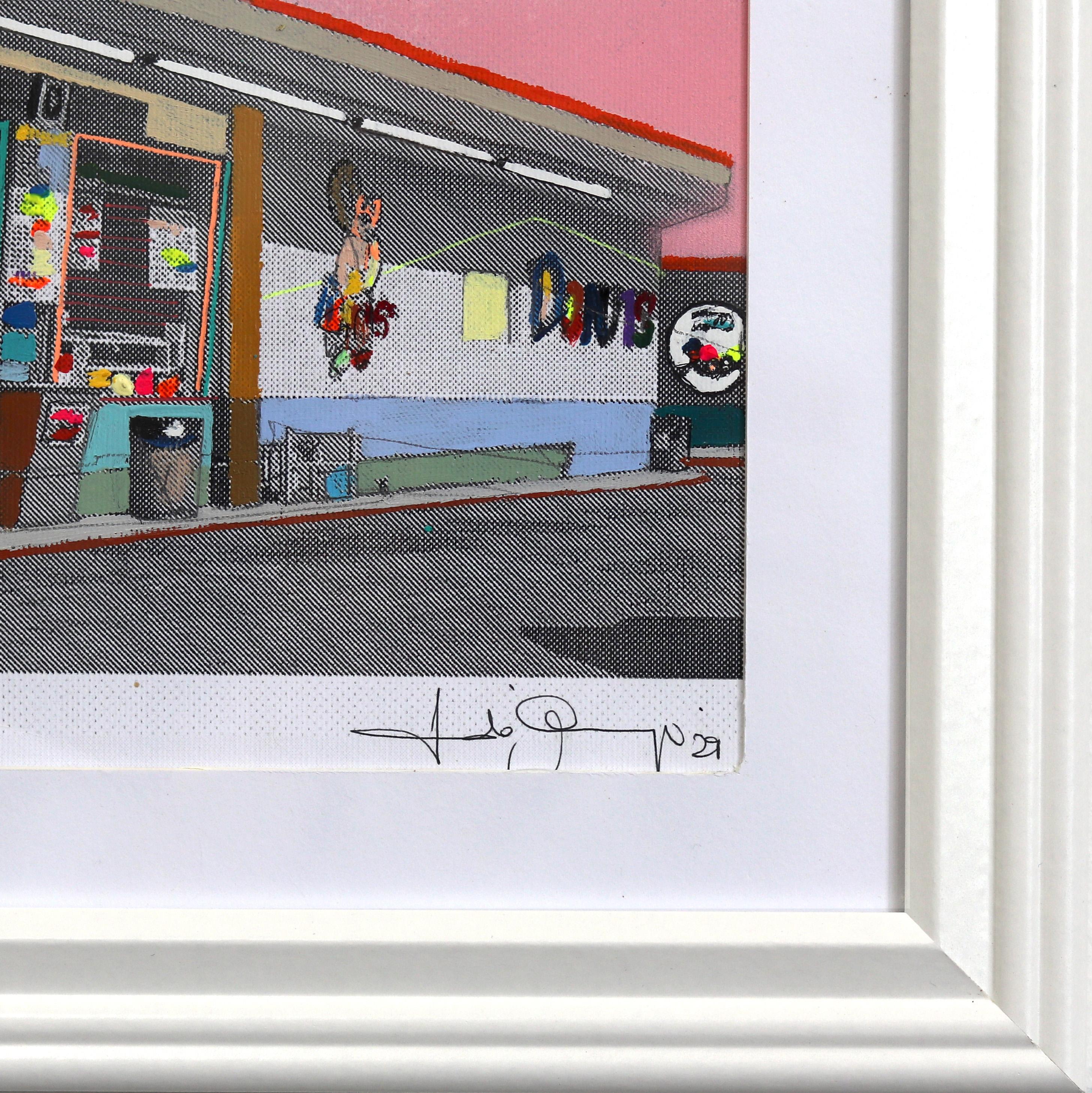 Giant Donut in Inglewood #37 – farbenfrohes Originalgemälde auf Papier, Originalgemälde im Angebot 3
