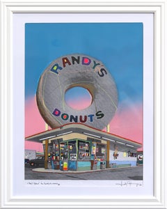 Giant Donut in Inglewood #37 - Colorful Landscape Original Painting on Paper