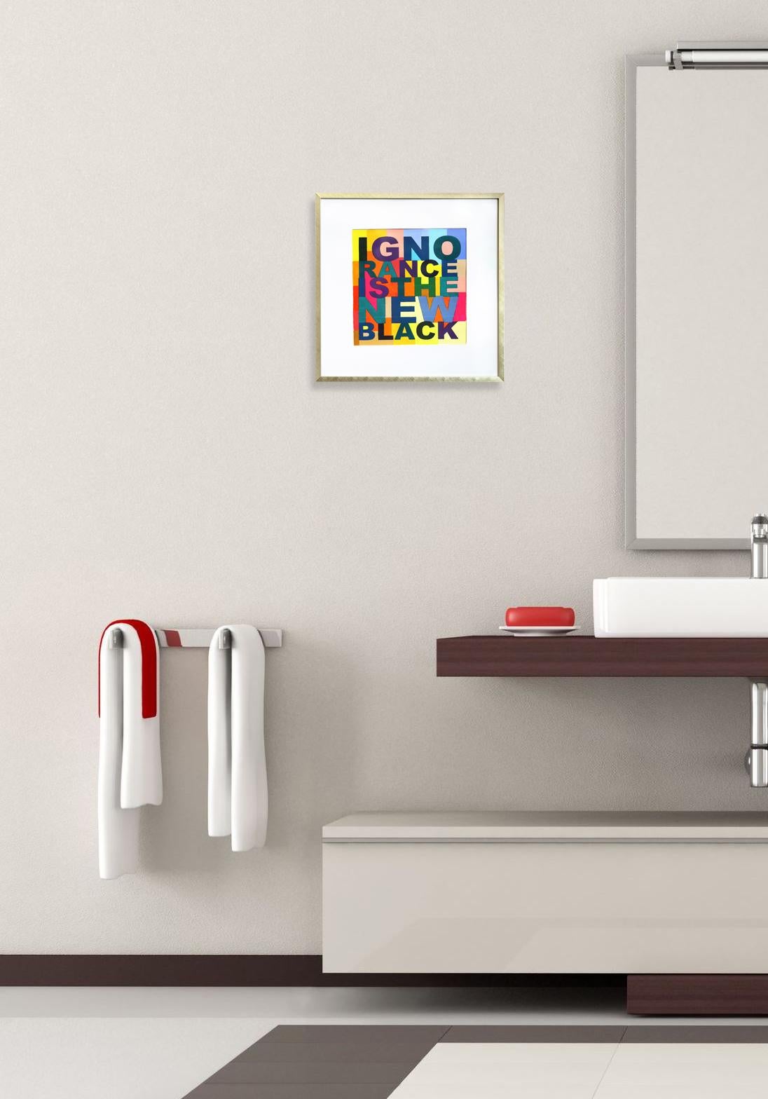 Ignoranz ist das neue Schwarz - Original bunte abstrakte Wort gemischte Medien Kunstwerk – Painting von Fabio Coruzzi