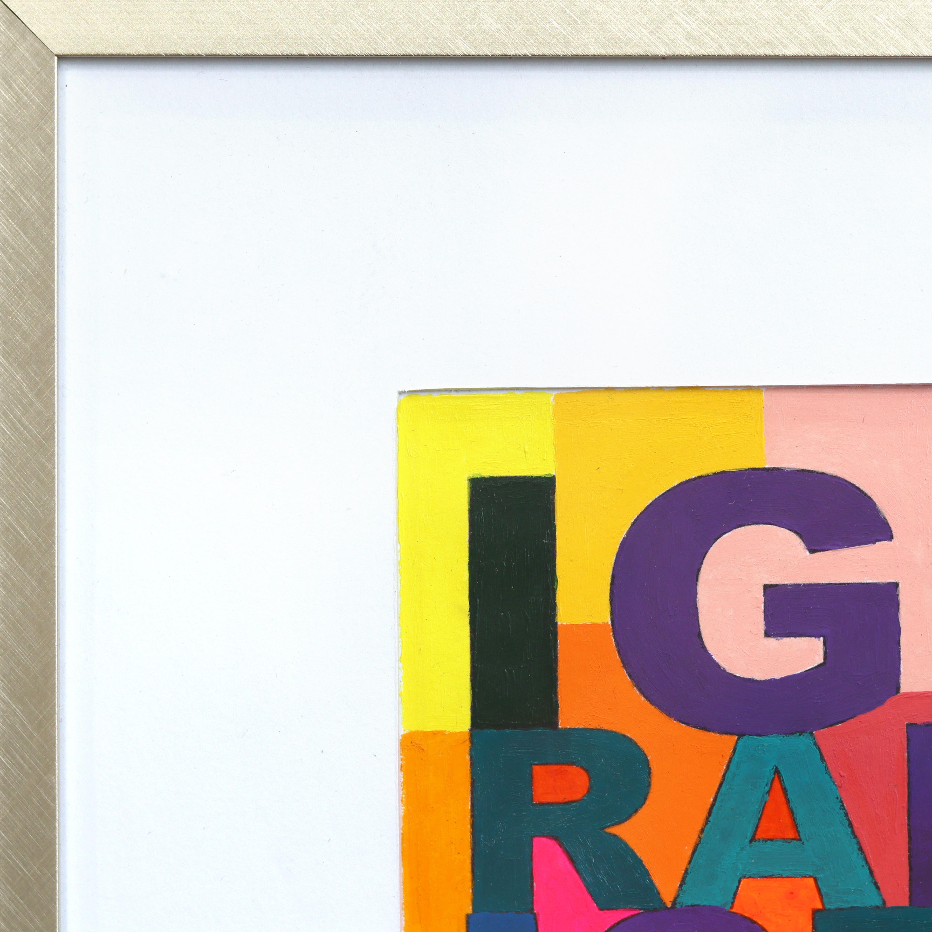 Ignoranz ist das neue Schwarz - Original bunte abstrakte Wort gemischte Medien Kunstwerk (Pop-Art), Painting, von Fabio Coruzzi