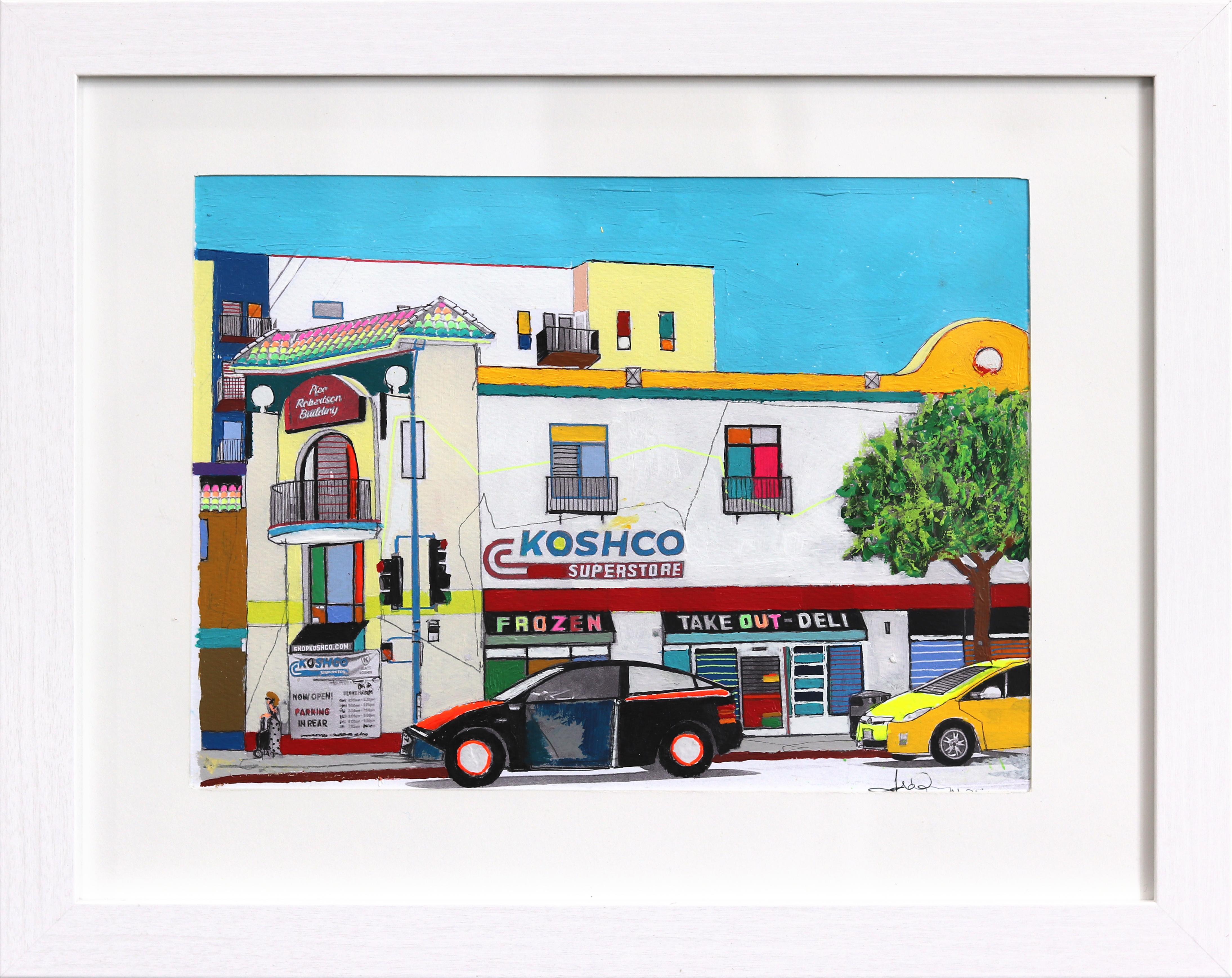 Koshco, West Hollywood - Colorful Original City Still Life Painting on Paper