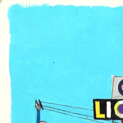 Liquor Store in Tarzana - Abstract Colorful City Mixed Media Artwork on Paper