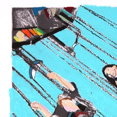London Ravers #22 – Abstraktes, farbenfrohes, figuratives Mixed-Media-Kunstwerk auf Papier