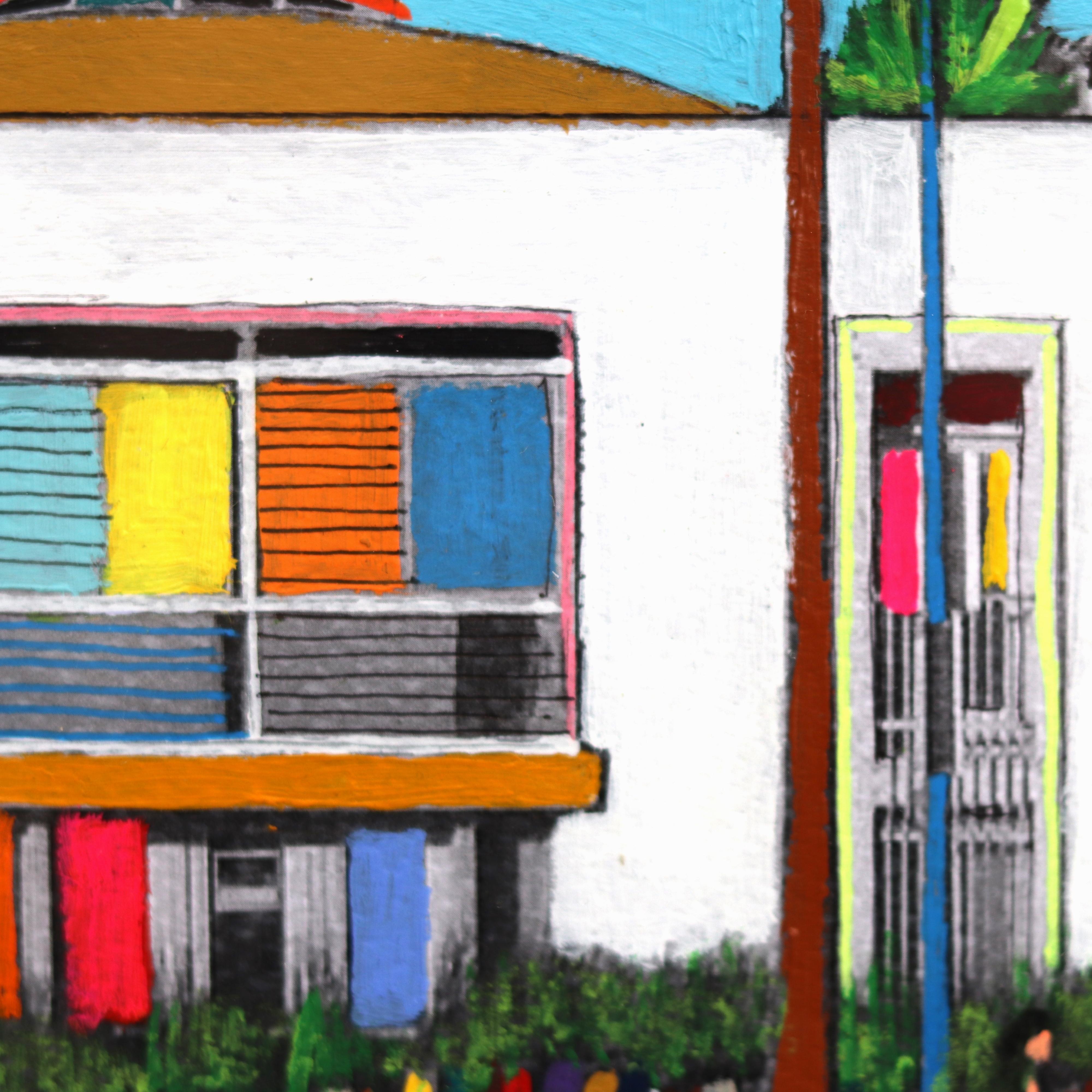 Looking Back To Venice Beach #10 - Colorful Environment Original Painting For Sale 1
