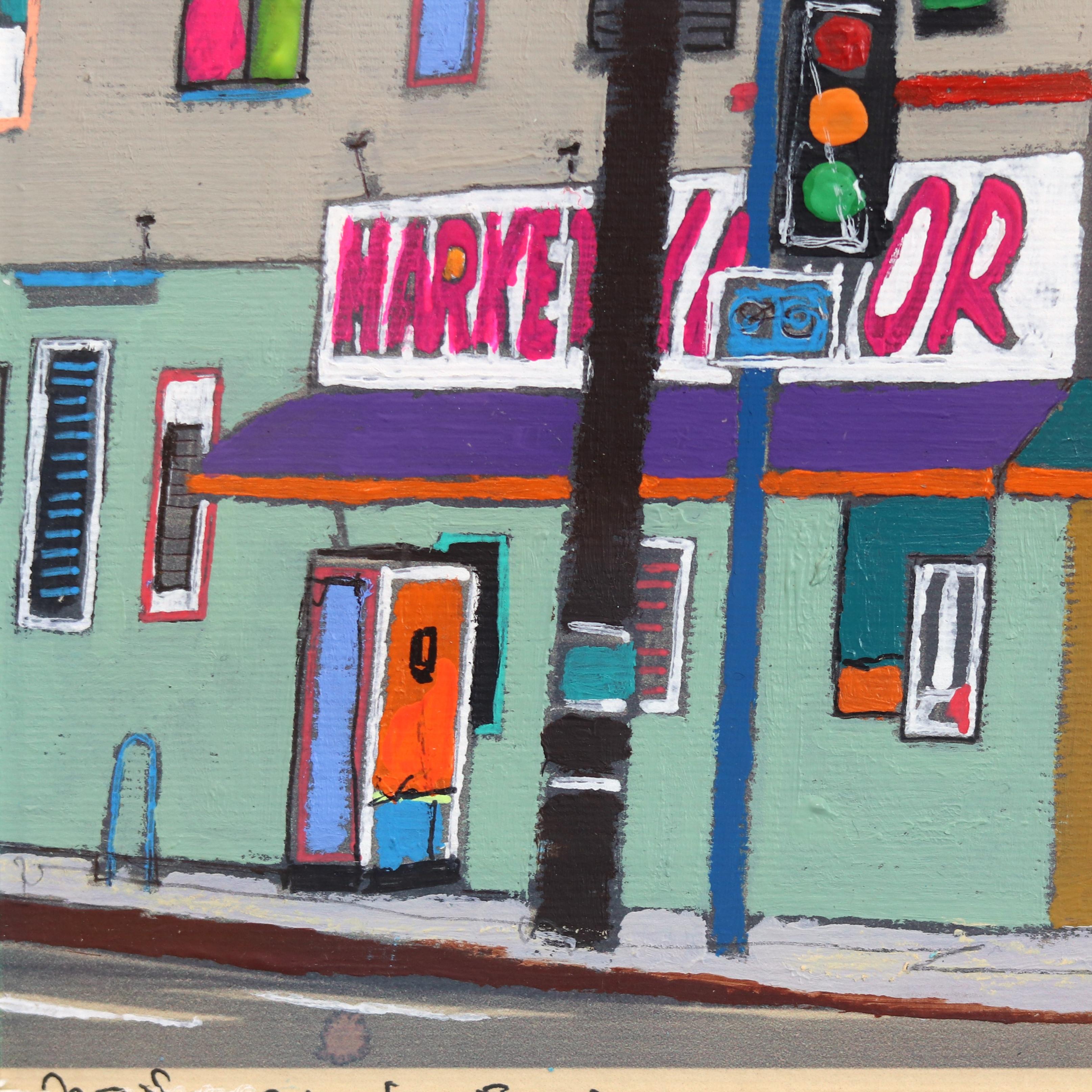 Art d'environnement urbain coloré original encadré Pacific Ave, San Pedro en vente 3