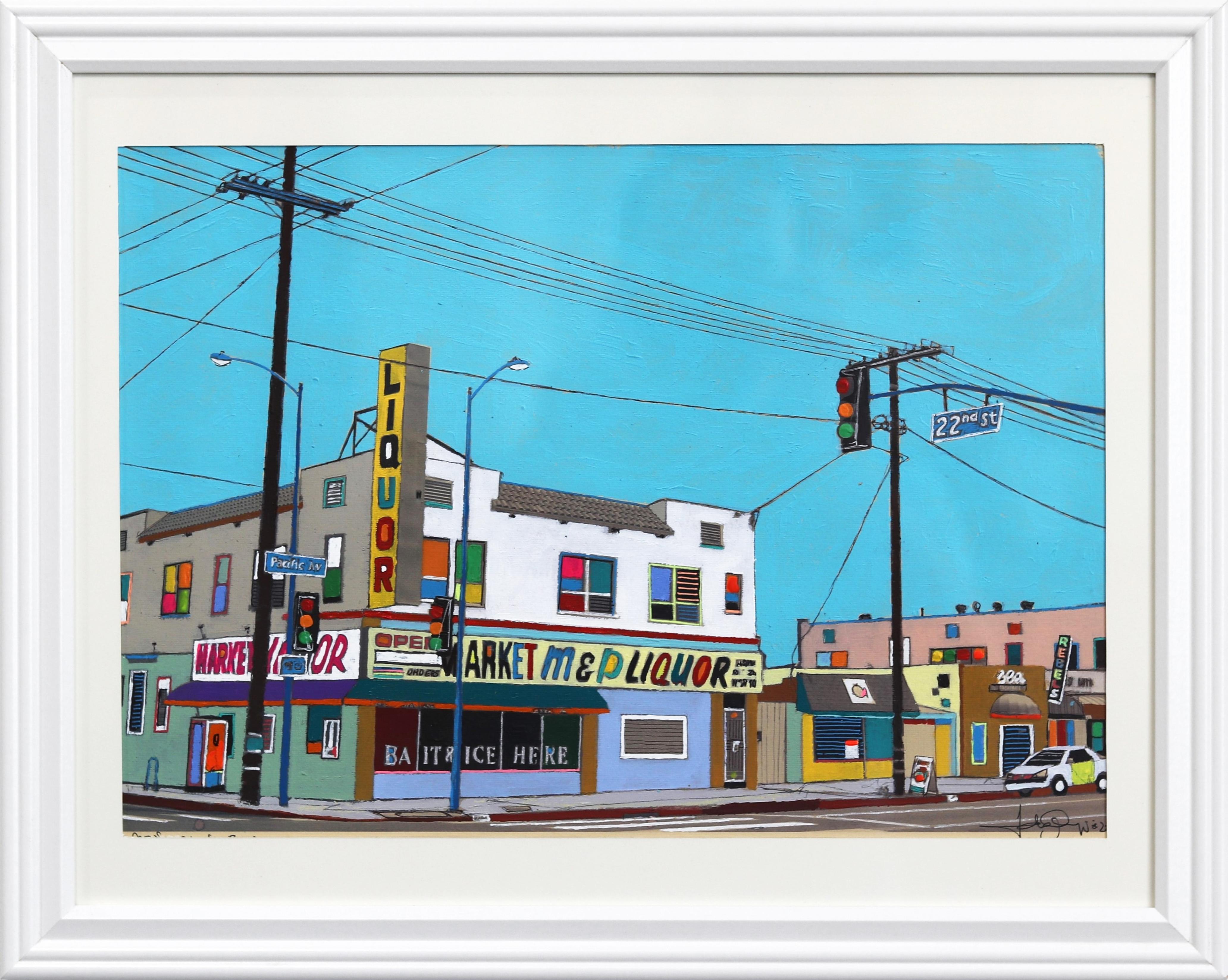 Pacific Ave San Pedro - Framed Original Urban Colorful Authentic Environment Art