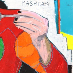 Pashtag - Quirky Color Drenched Figurative Woman Portrait Mixed Media Artwork