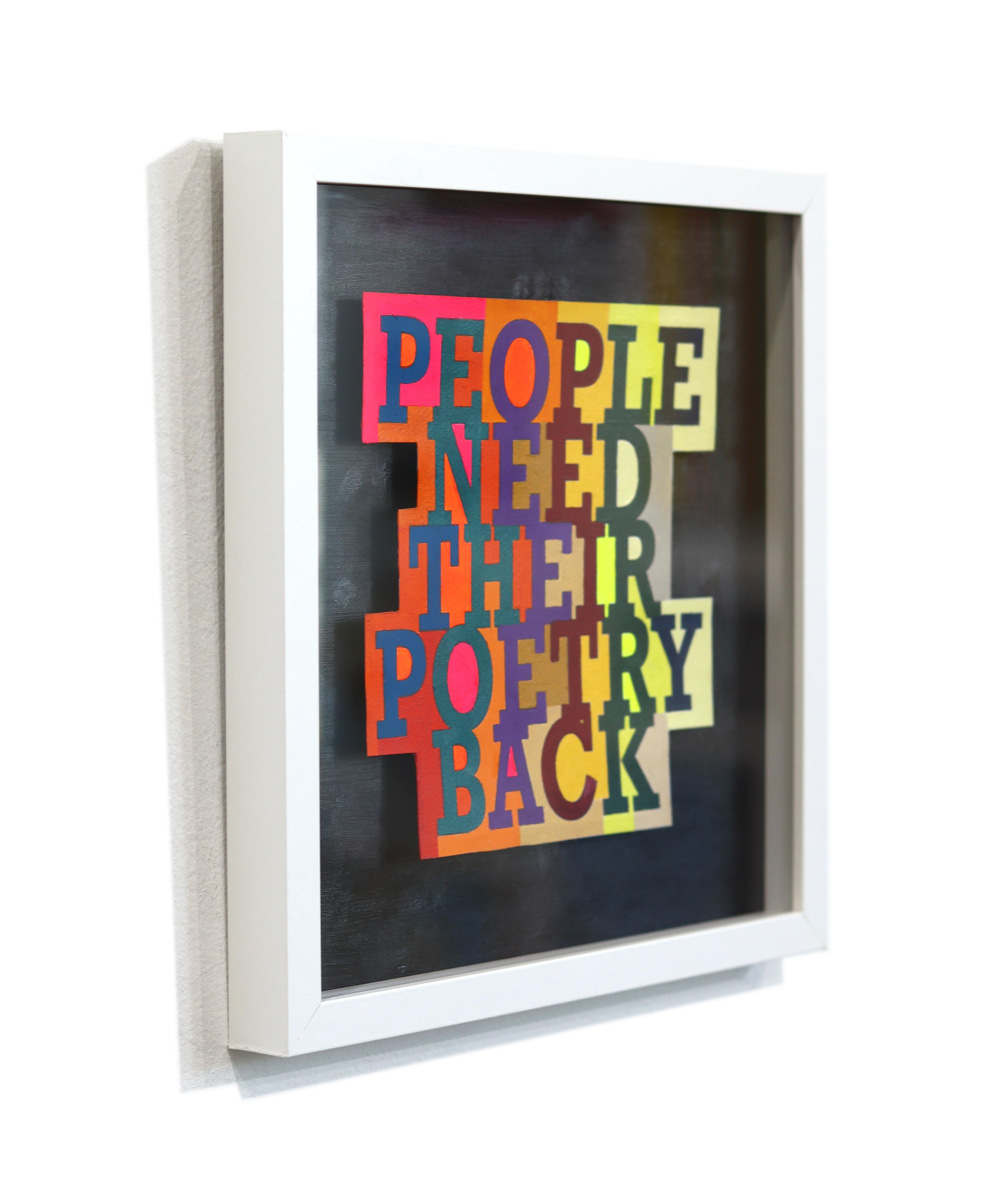 Die Menschen brauchen ihre Poesie zurück - Original bunte Neonwörter Gemischtes Medienkunstwerk im Angebot 1