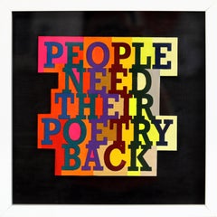 People Need Their Poetry Back - Original Colorful Neon Words Mixed Media Artwork