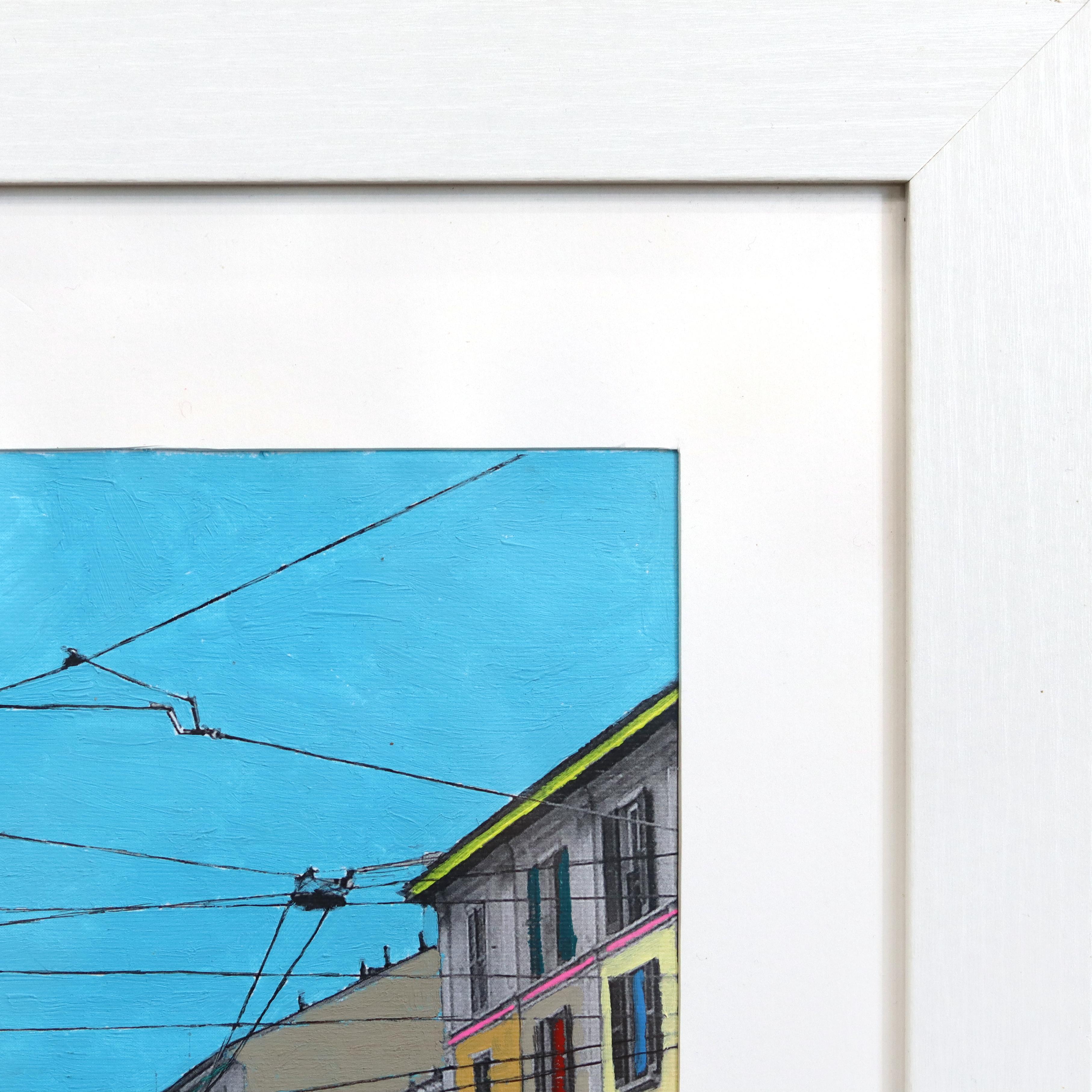 Porta Genova, Mailand - Original bunte Architektur Landschaft Mixed Media Kunst im Angebot 2