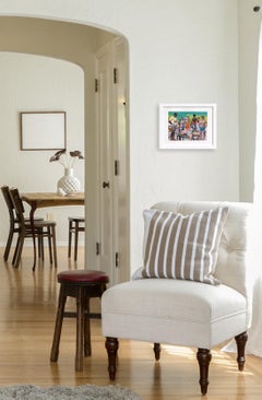 Pump - Original Colorful Retro Figurative Muscle Beach Still Life Painting