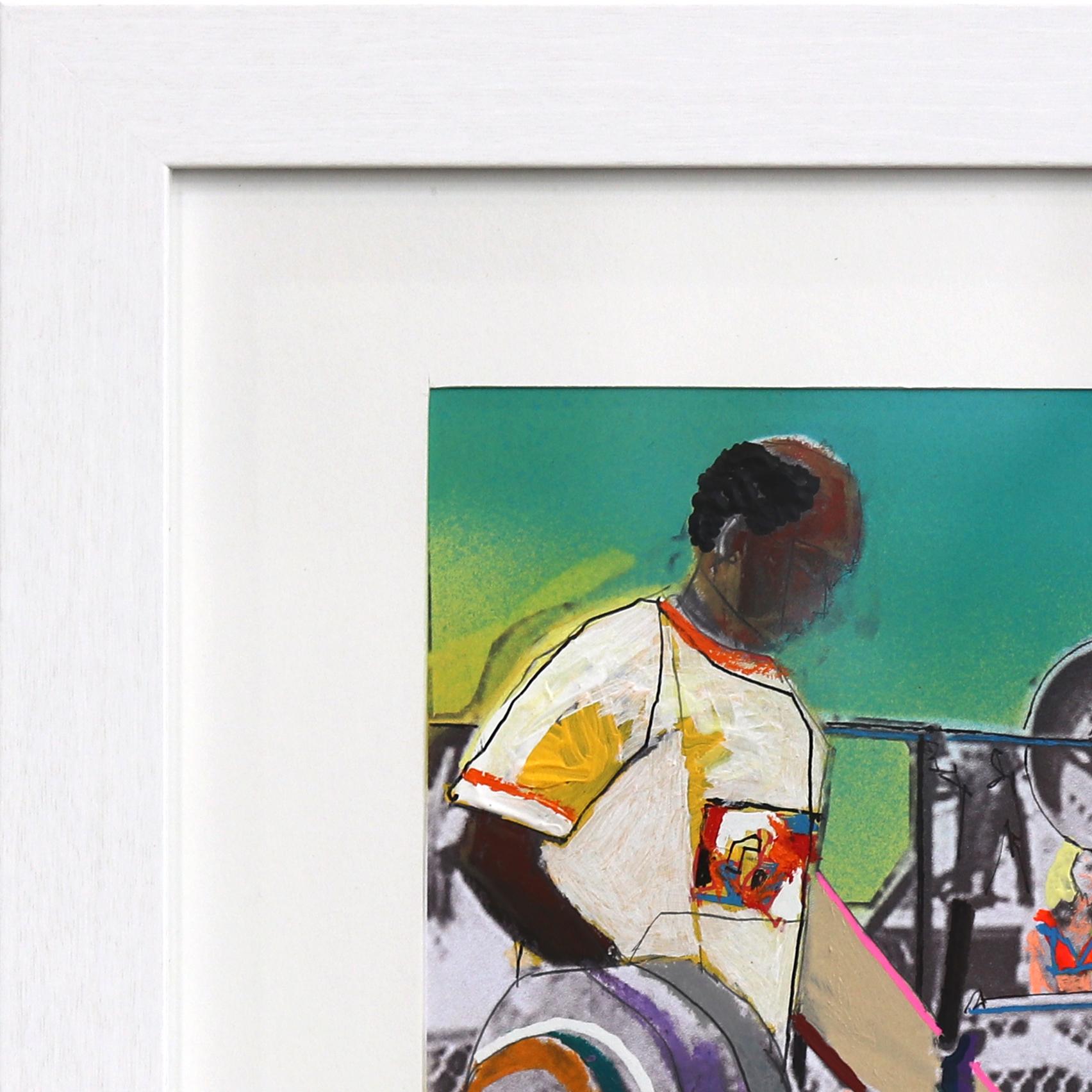 Pump - Original Colorful Retro Figurative Muscle Beach Still Life Painting For Sale 2