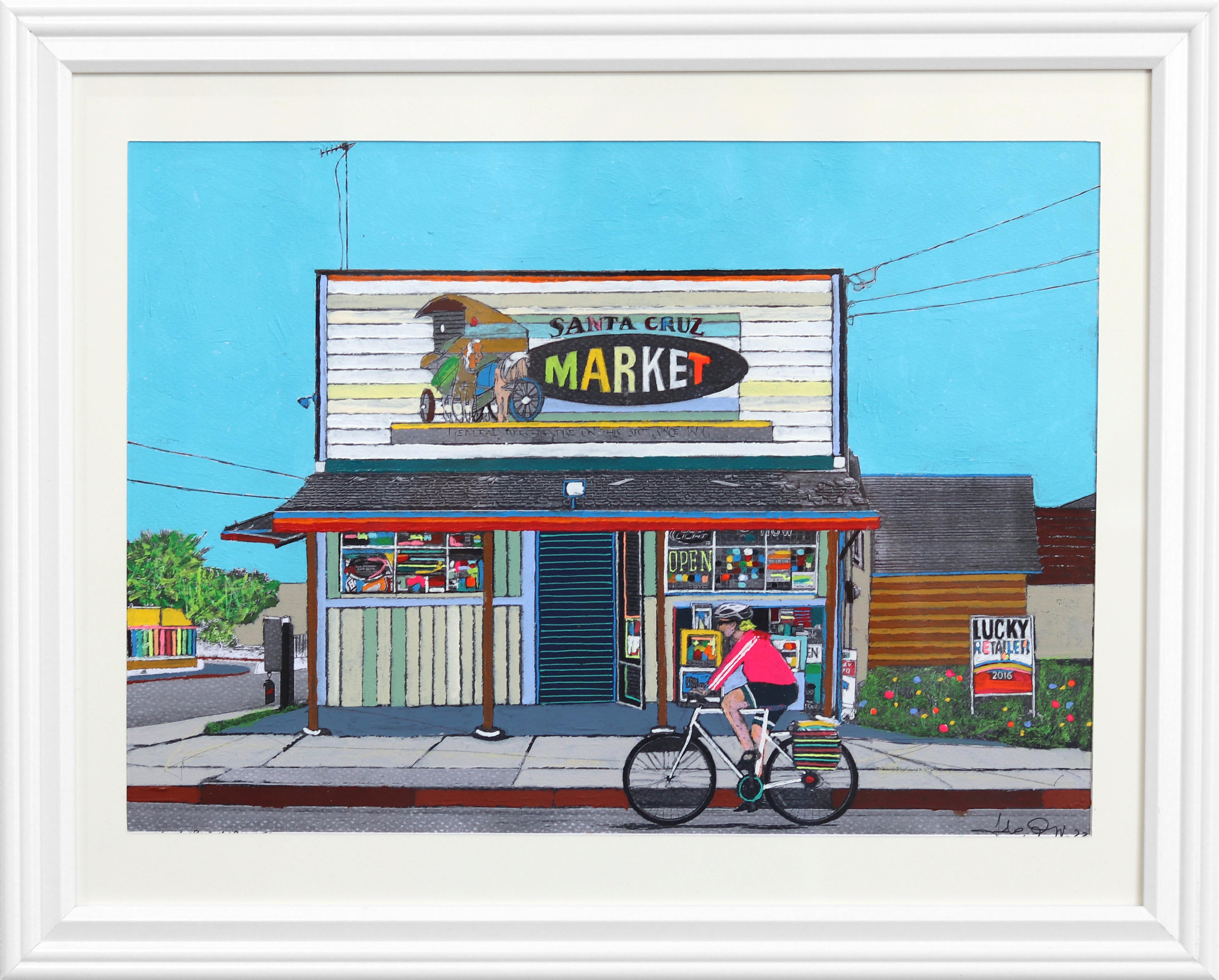 Market de Santa Cruz - Encadré Original Urban Colorful Authentic Environment Art - Mixed Media Art de Fabio Coruzzi