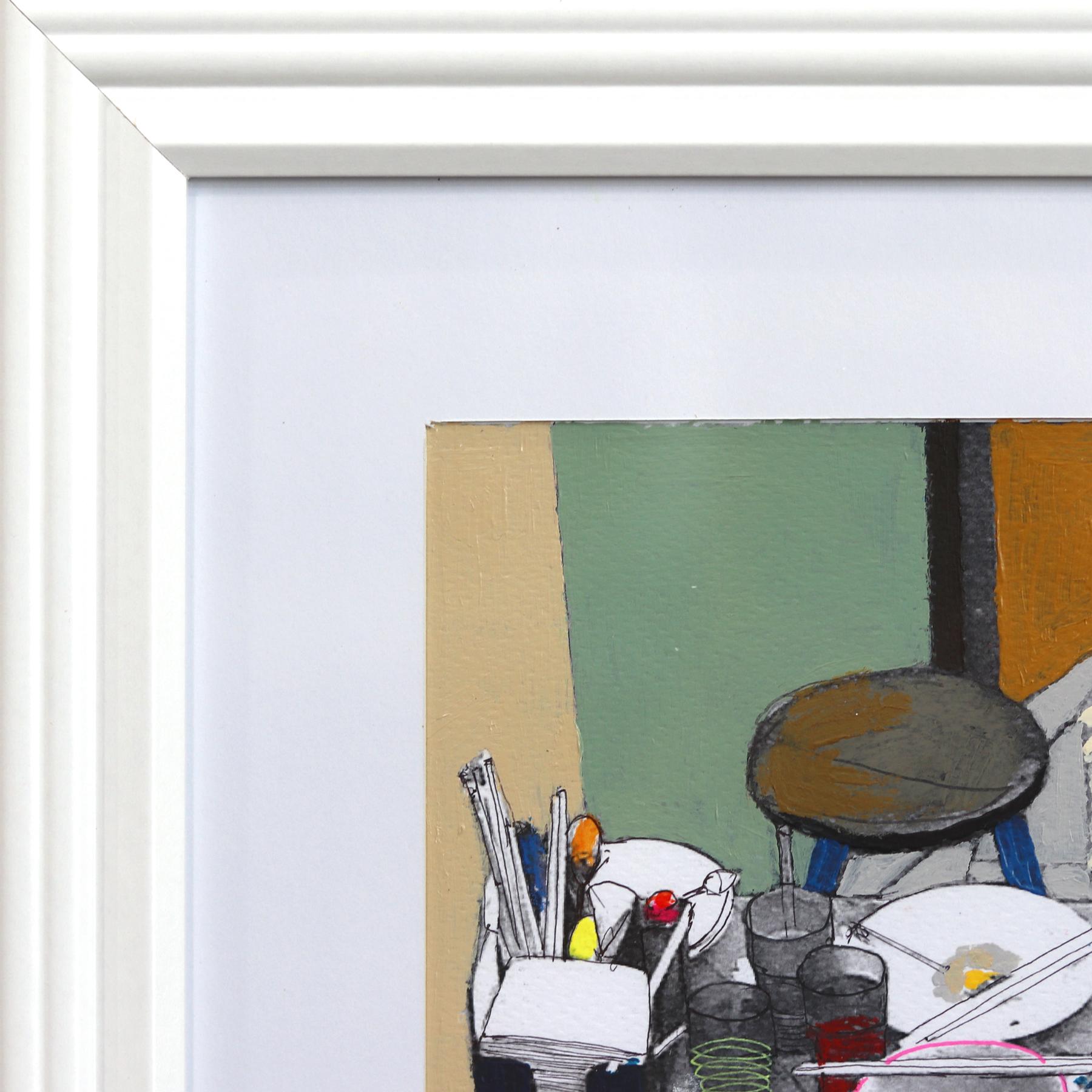 Sanfter Abend San Francisco - Original farbenfrohe figurative gemischte Medien Kunstwerk (Pop-Art), Painting, von Fabio Coruzzi