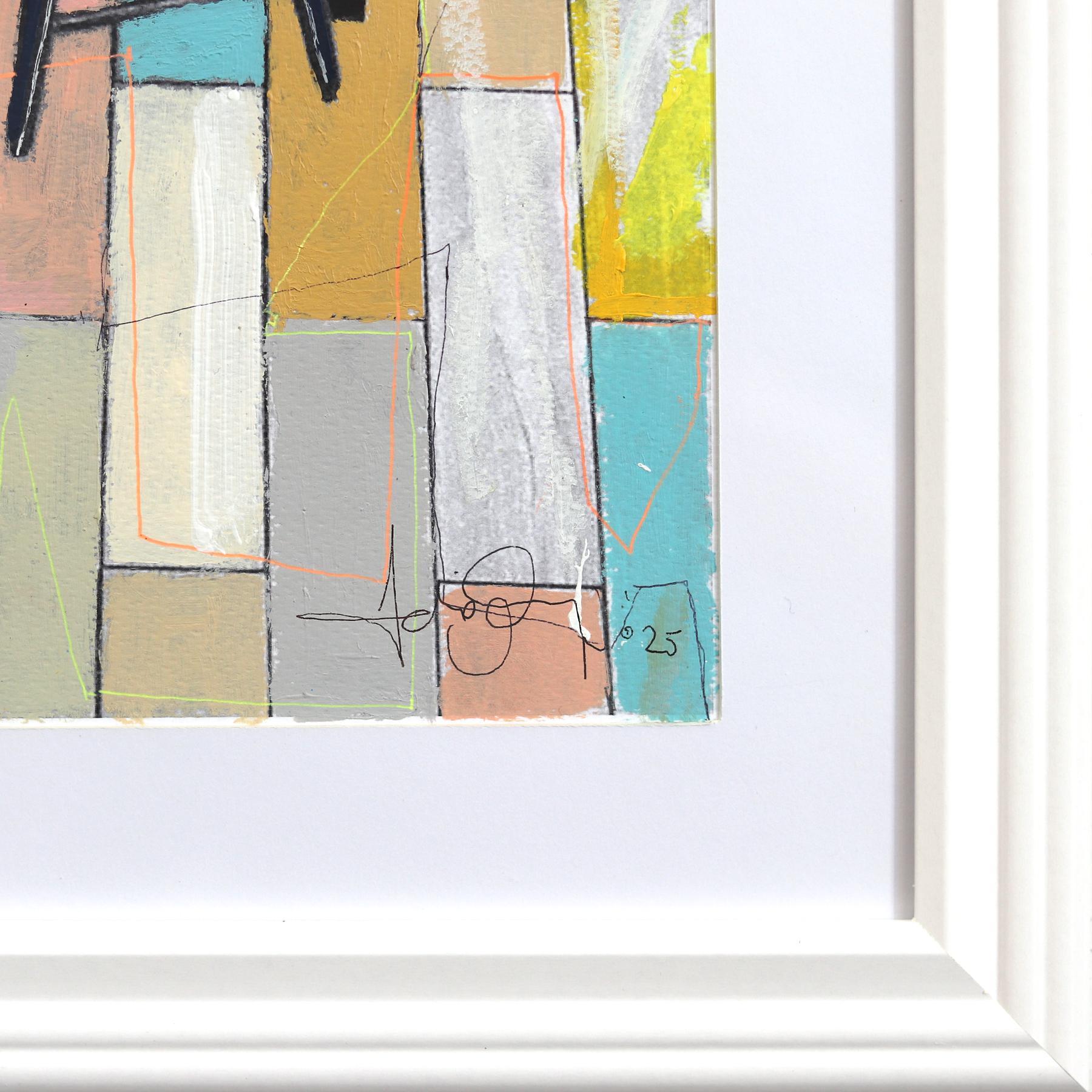 Sanfter Abend San Francisco - Original farbenfrohe figurative gemischte Medien Kunstwerk im Angebot 3