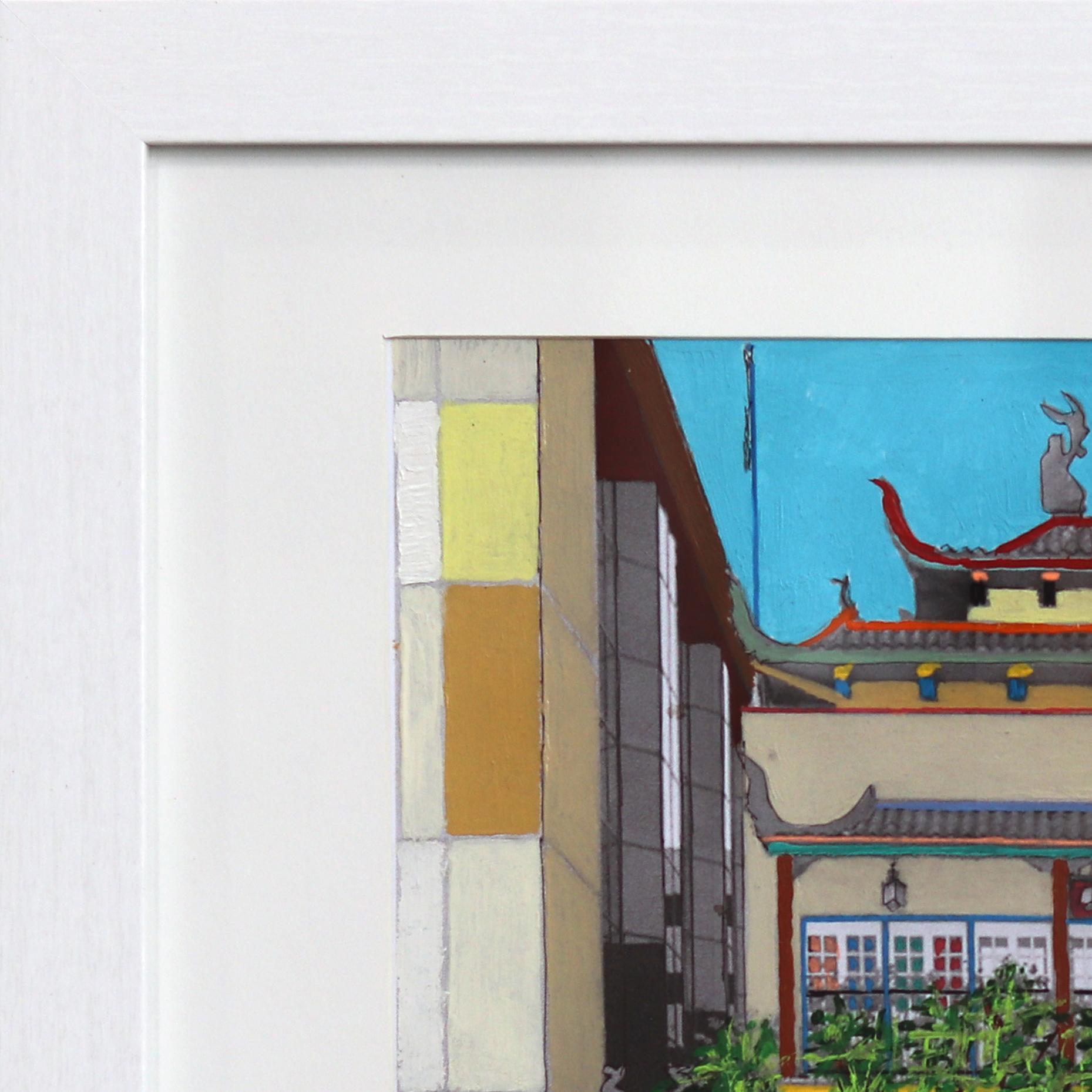 Chinesische Frühlingszeit, Chinatown – Original farbenfrohes Stadtstillleben, Pop-Kunstwerk (Pop-Art), Painting, von Fabio Coruzzi