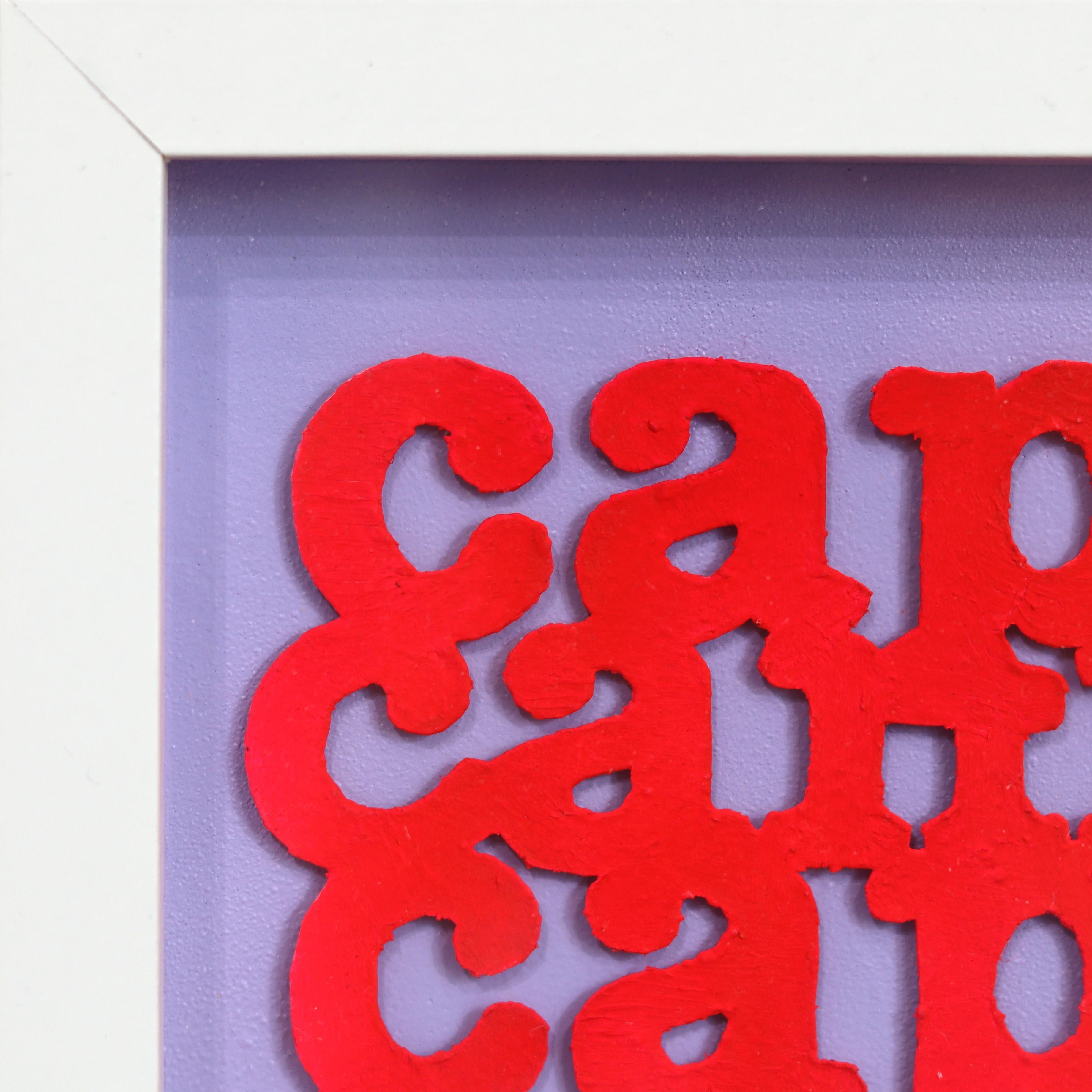 Statement #4 - Vibrant Pink Purple Abstract 'Capitalism' Mixed Media Pop Art - Red Abstract Painting by Fabio Coruzzi