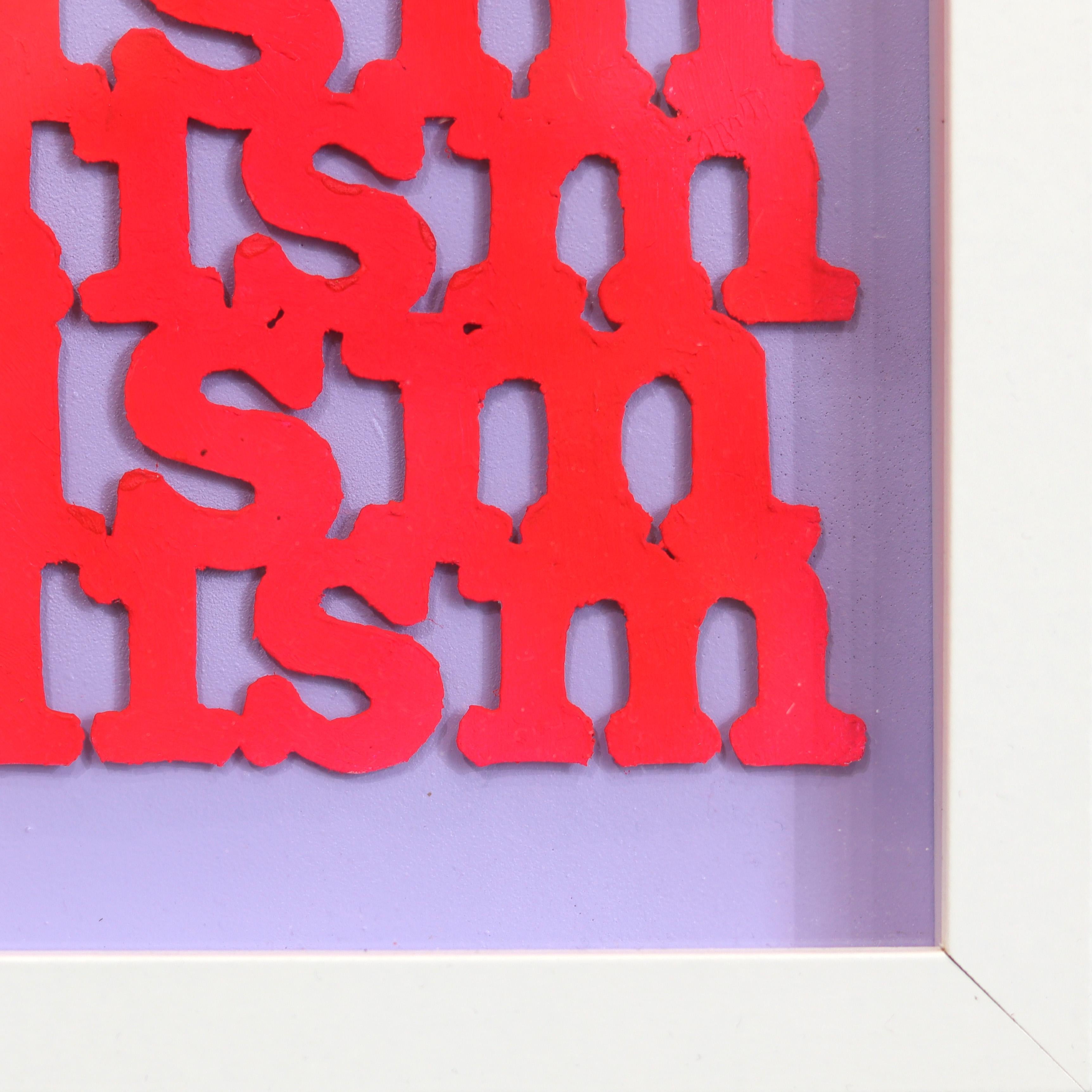 Statement #4 - Vibrant Pink Purple Abstract 'Capitalism' Mixed Media Pop Art For Sale 4
