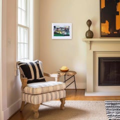 Street Life - Colorful Landscape Original Painting on Paper