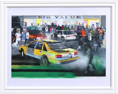 Street Life Street Life – Bunte Landschaft, Originalgemälde auf Papier
