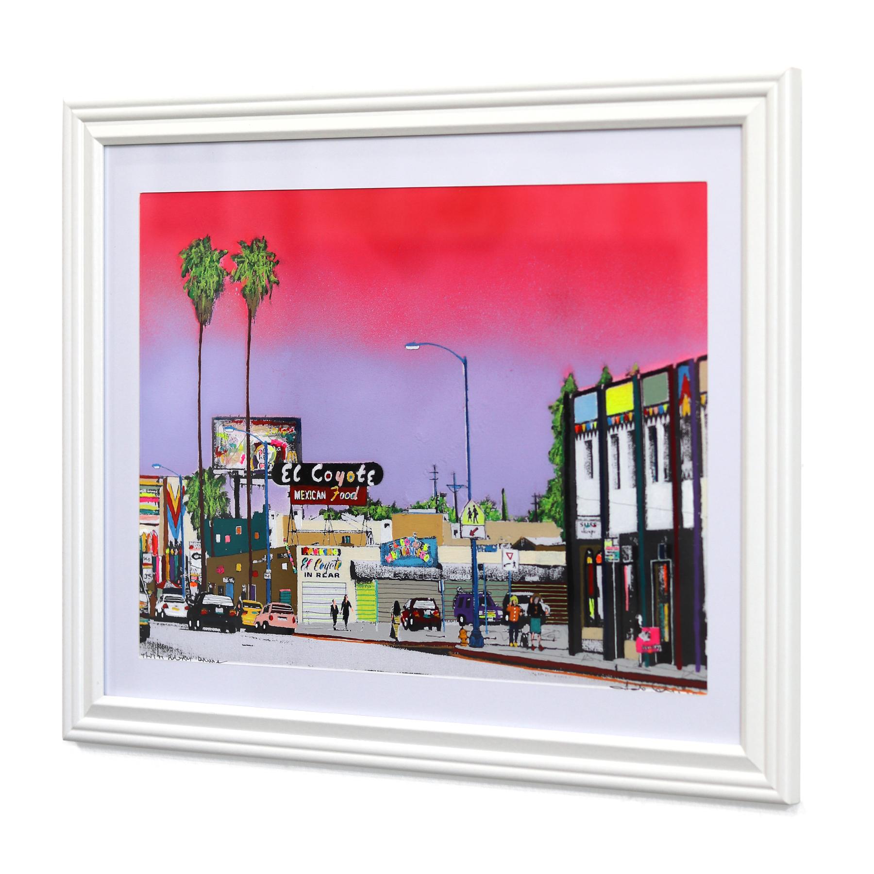Dies ist Beverly Blvd #40 - Original bunte L.A. Landschaft Mixed Media Kunstwerk im Angebot 1