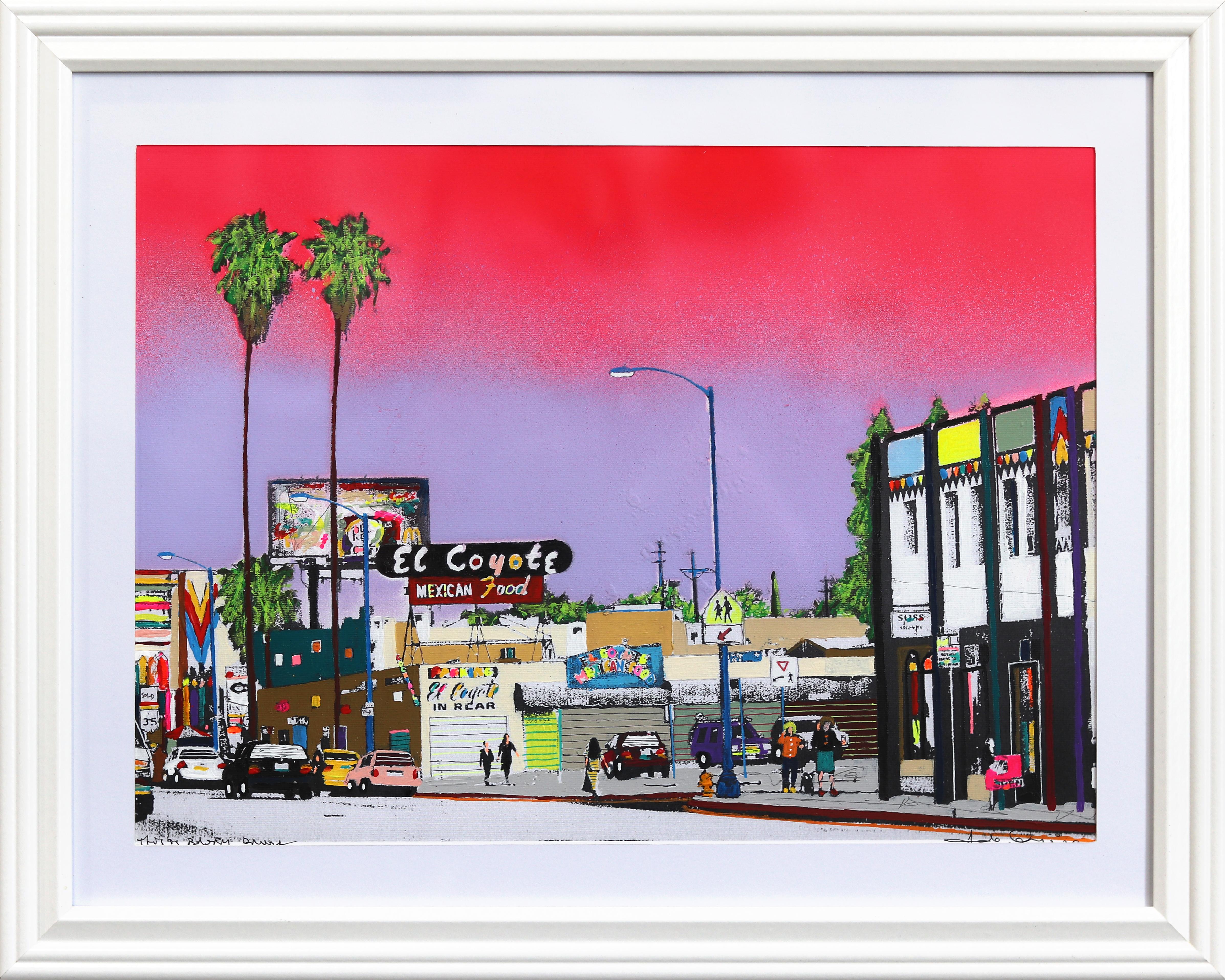 Dies ist Beverly Blvd #40 - Original bunte L.A. Landschaft Mixed Media Kunstwerk – Mixed Media Art von Fabio Coruzzi