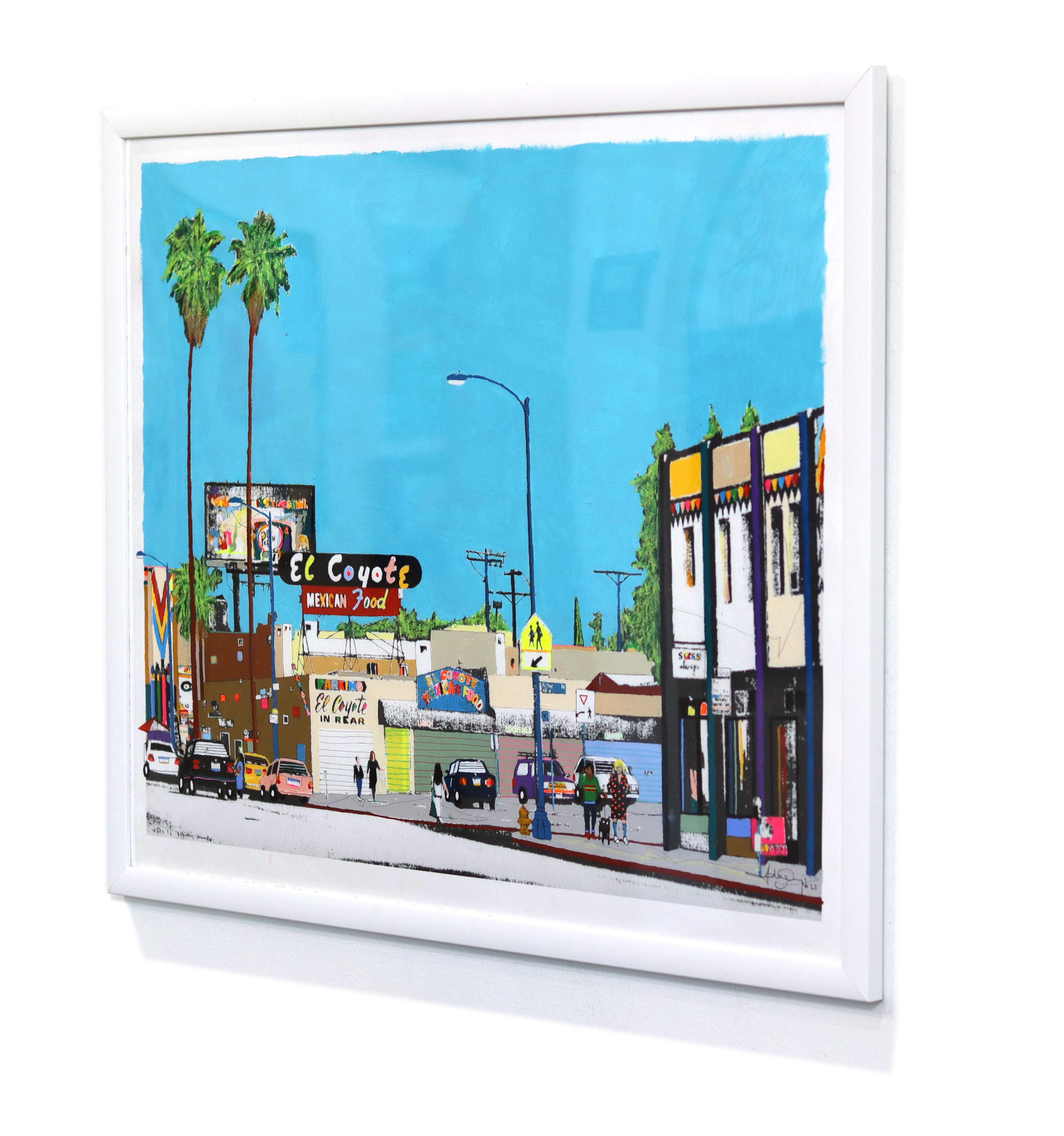 Dies ist Beverly Blvd #41 - Original bunte L.A. Landschaft Mixed Media Kunstwerk im Angebot 1