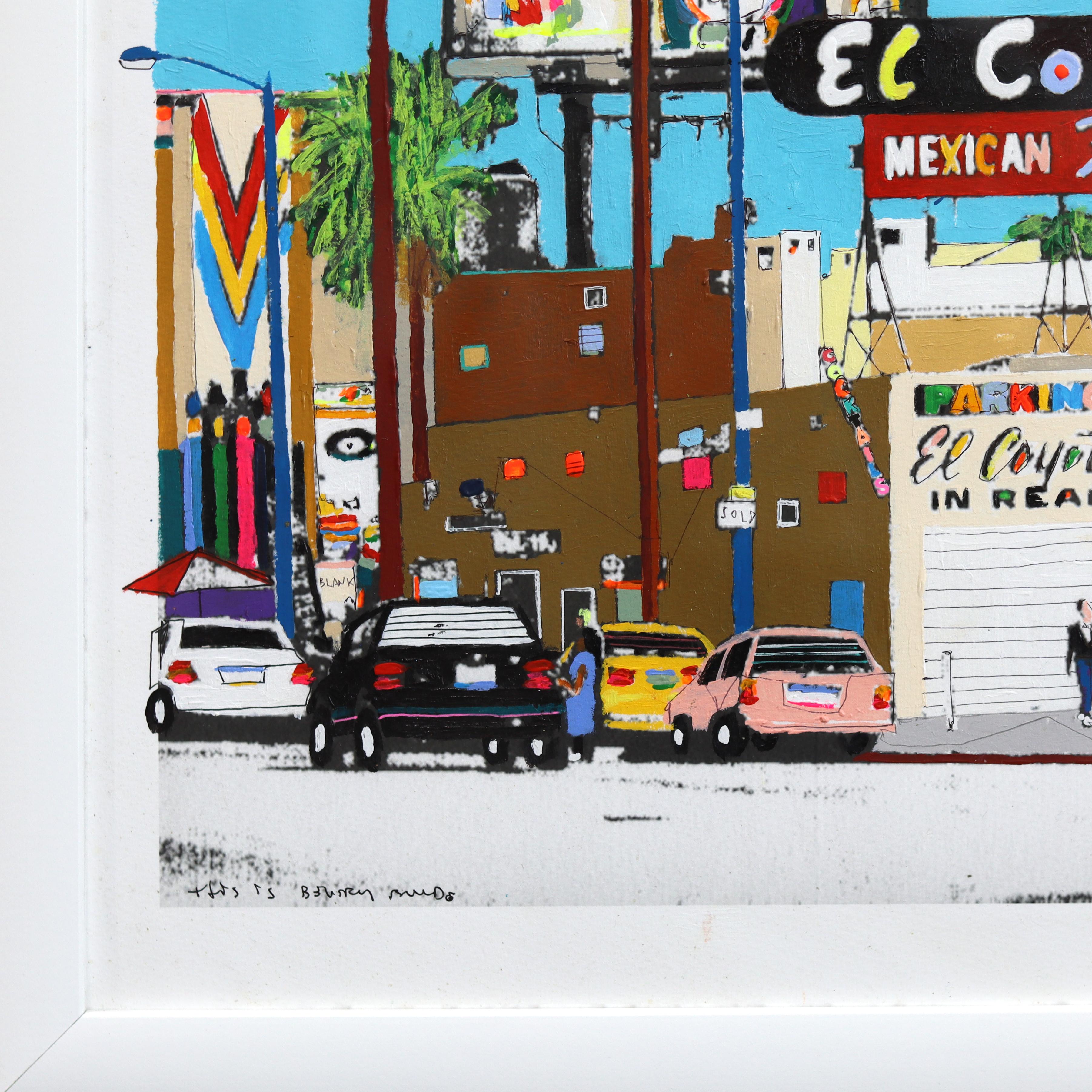 Dies ist Beverly Blvd #41 - Original bunte L.A. Landschaft Mixed Media Kunstwerk im Angebot 4