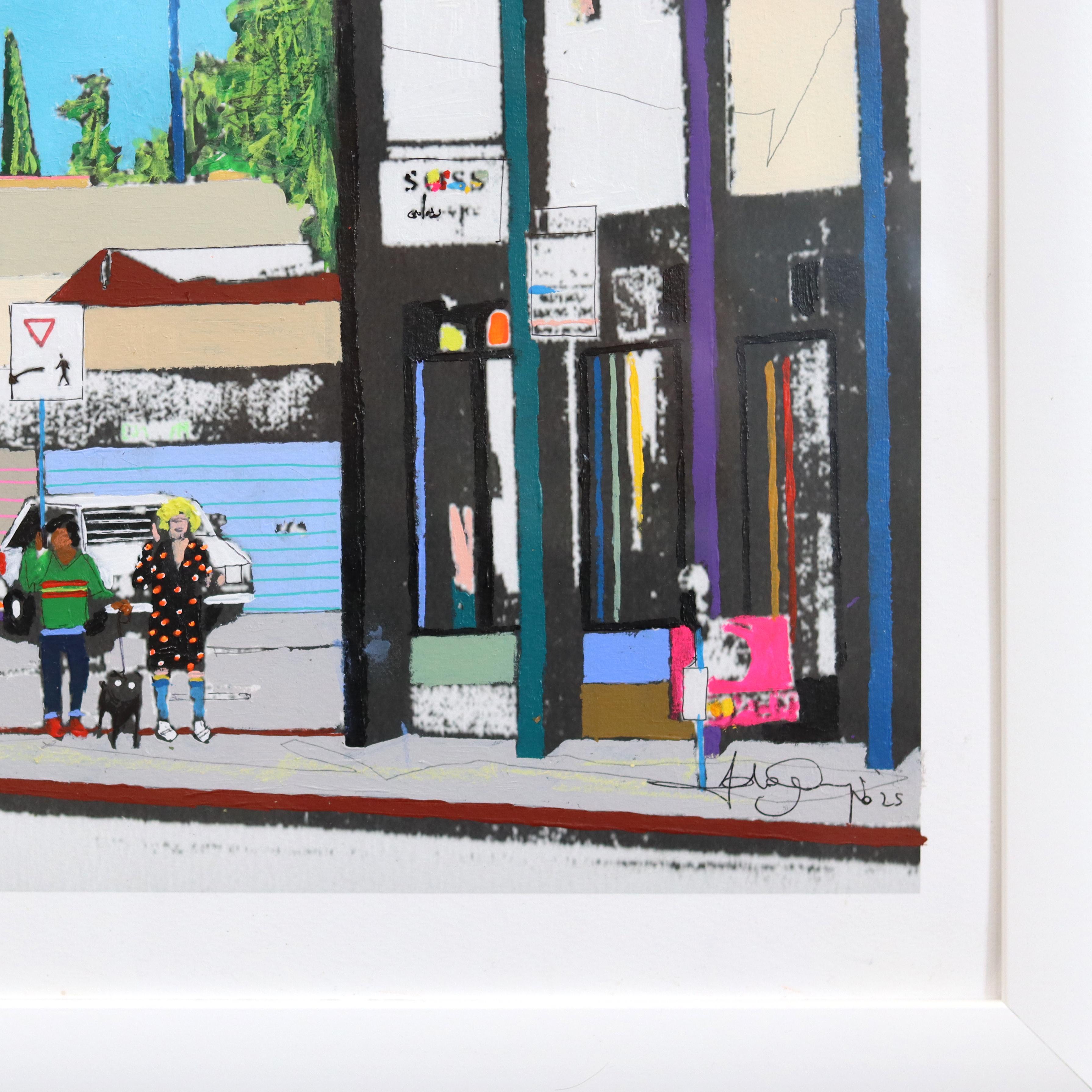 Dies ist Beverly Blvd #41 - Original bunte L.A. Landschaft Mixed Media Kunstwerk im Angebot 5