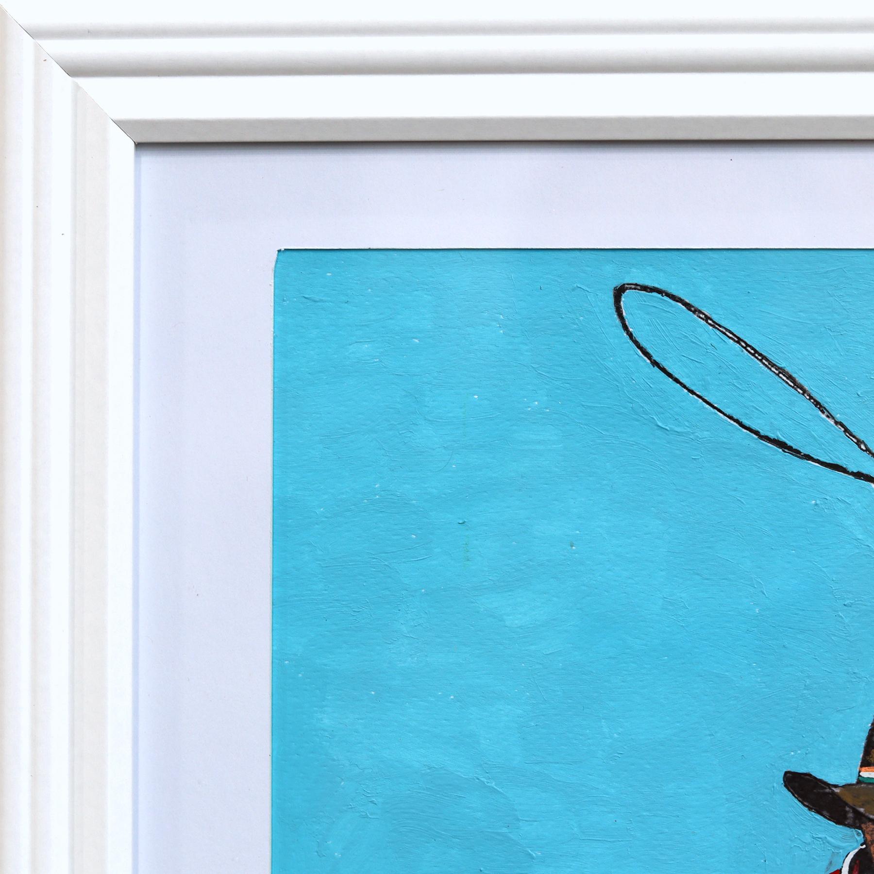 Urban Cowboy #2 - Original Colorful Rainbow Quirky Figurative Mixed Media Art - Pop Art Painting by Fabio Coruzzi