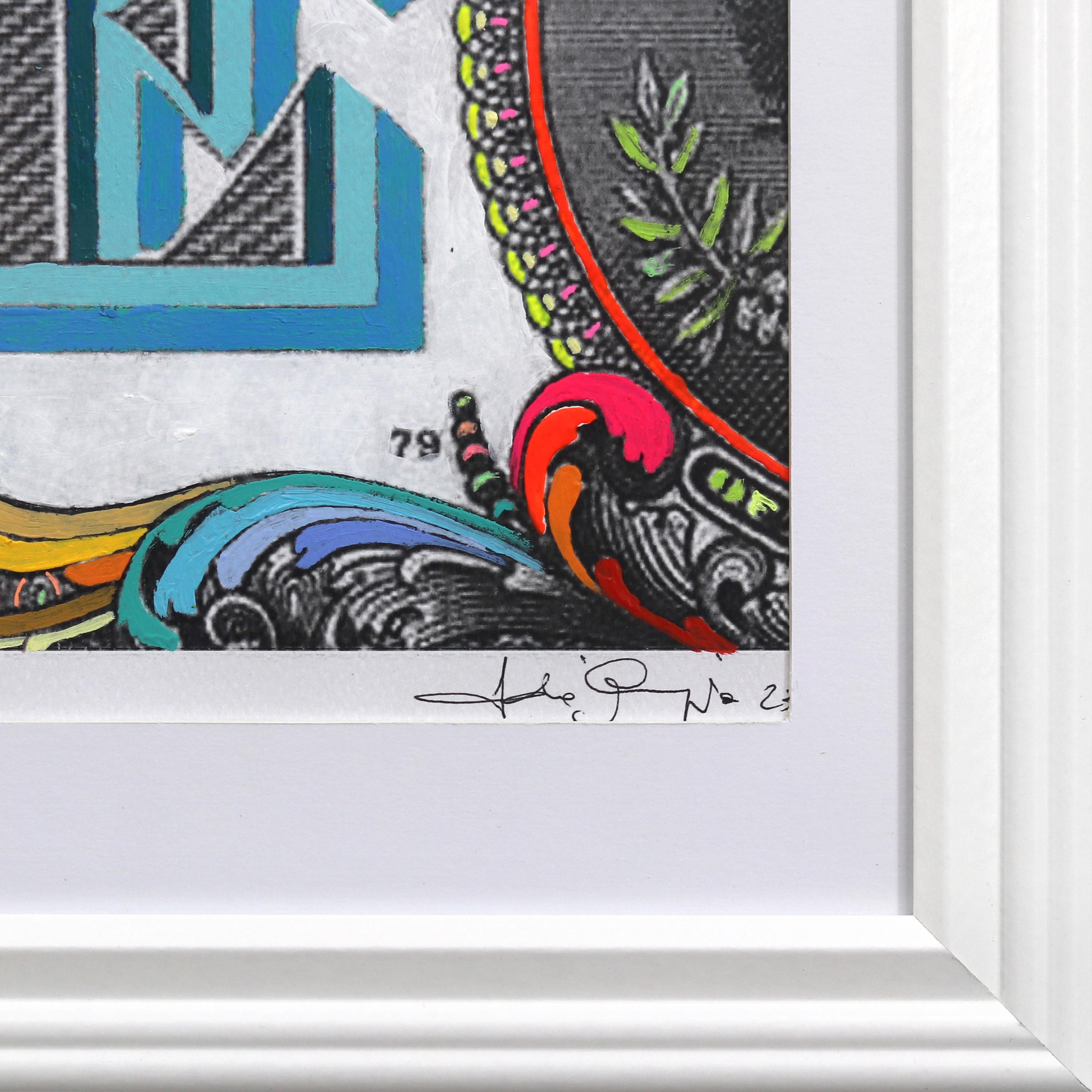 Wandstudien (In Greed We Trust II – Buntes Originalkunstwerk auf Papier im Angebot 4